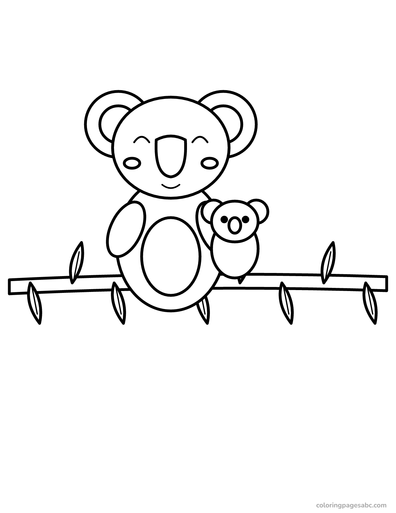 Koala with baby to color online