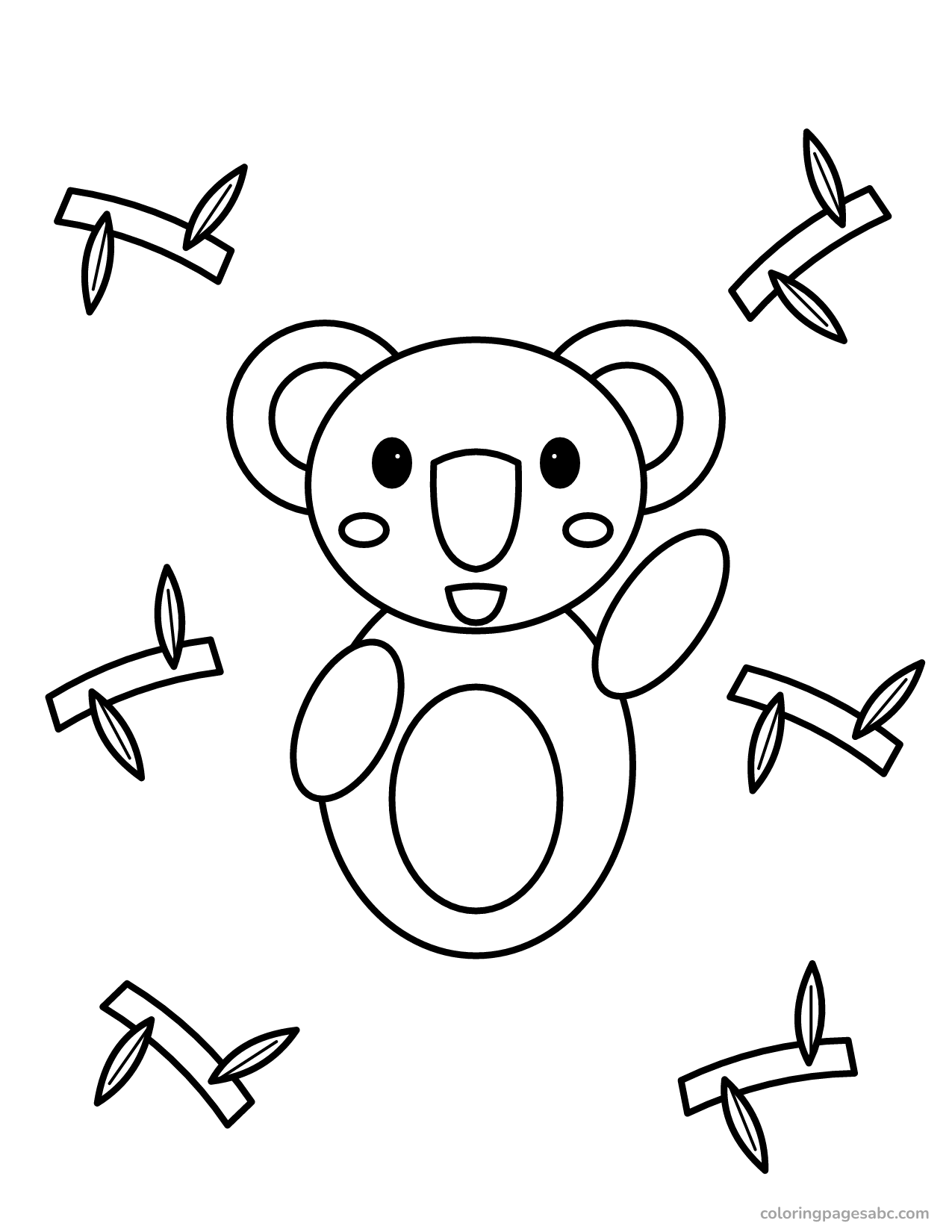 Koala with leaves to color online
