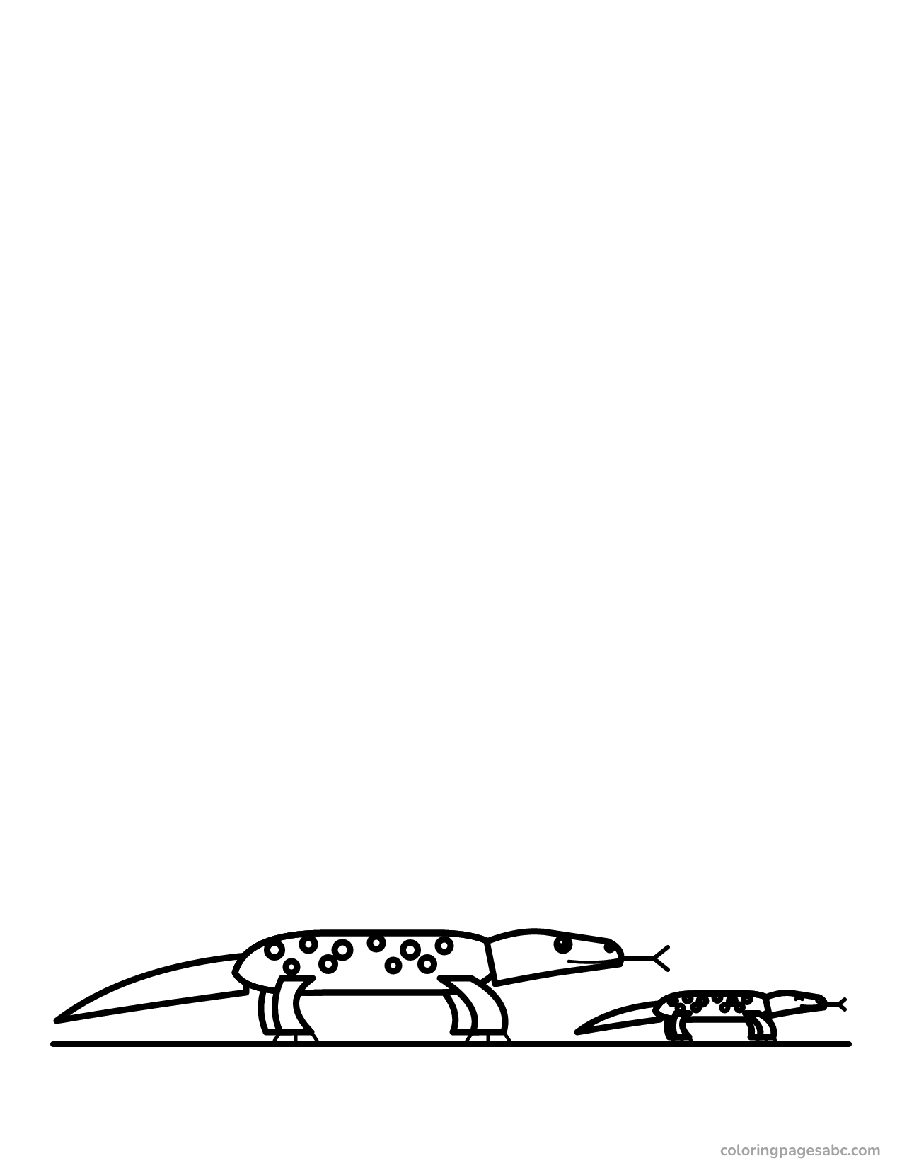 Komodo dragon with a small baby komodo coloring page