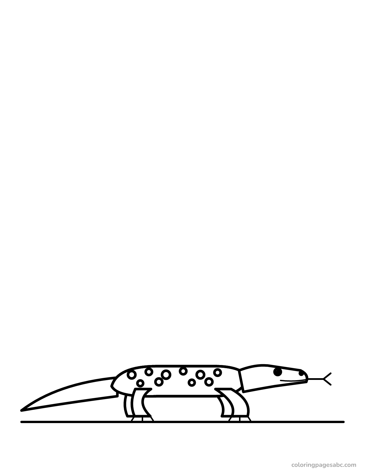 Komodo dragon walking with its forked tongue out coloring page