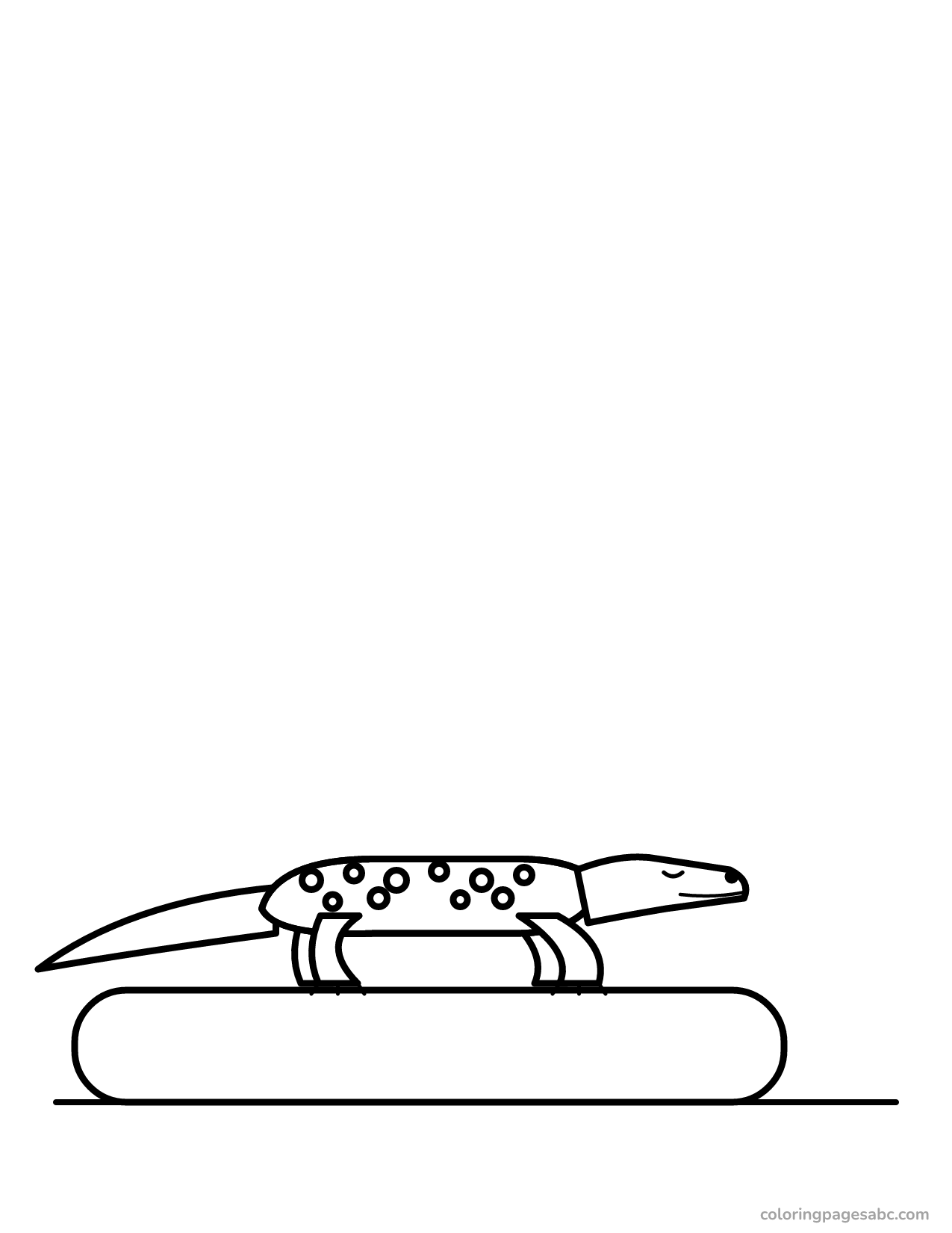 Sleepy komodo dragon resting on a log coloring page