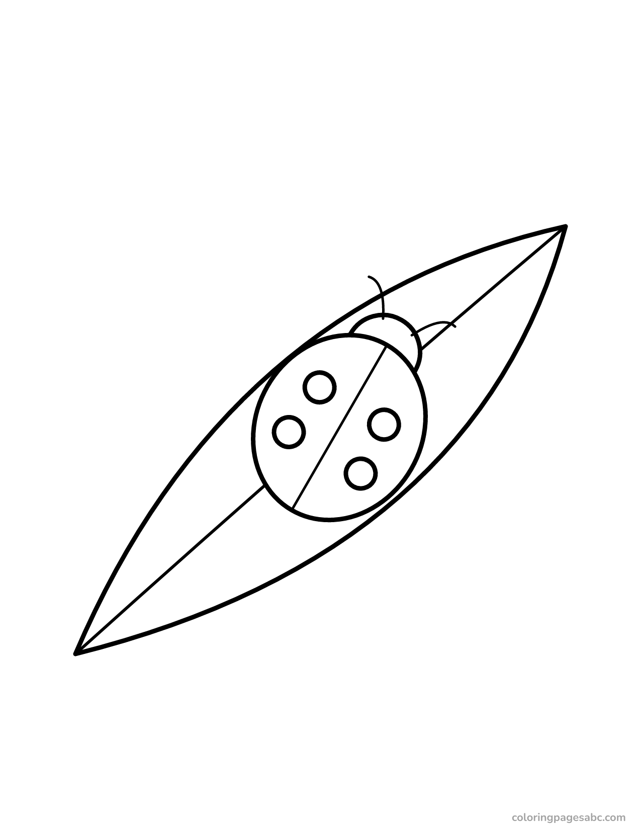 Ladybug crawling on a big leaf coloring page