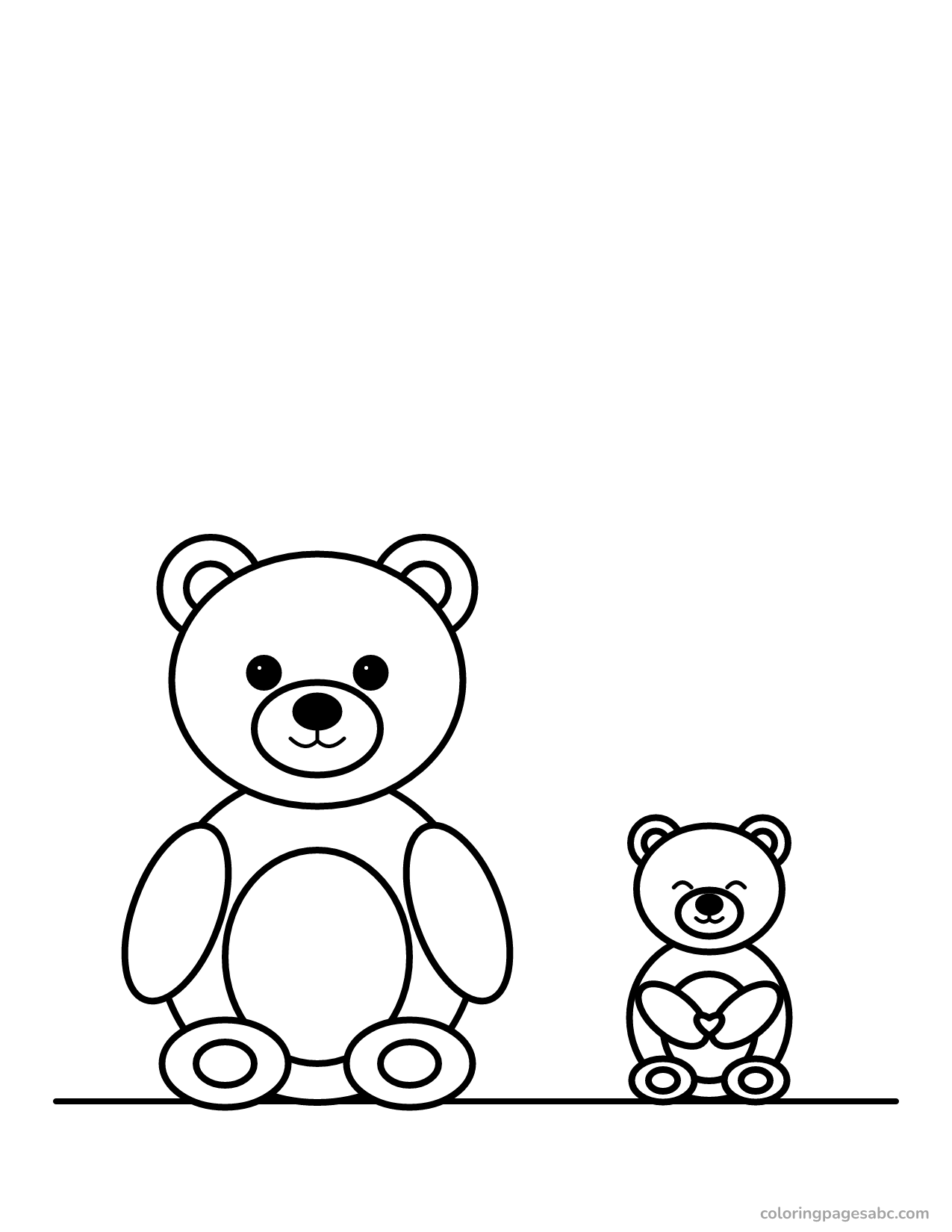 Little bear holding a heart next to mama bear coloring page