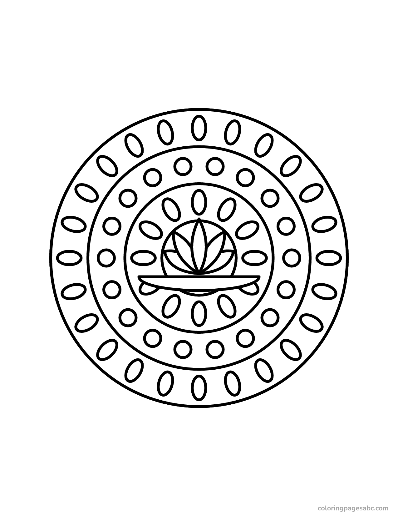 Lotus flower in the middle of a ring mandala coloring page