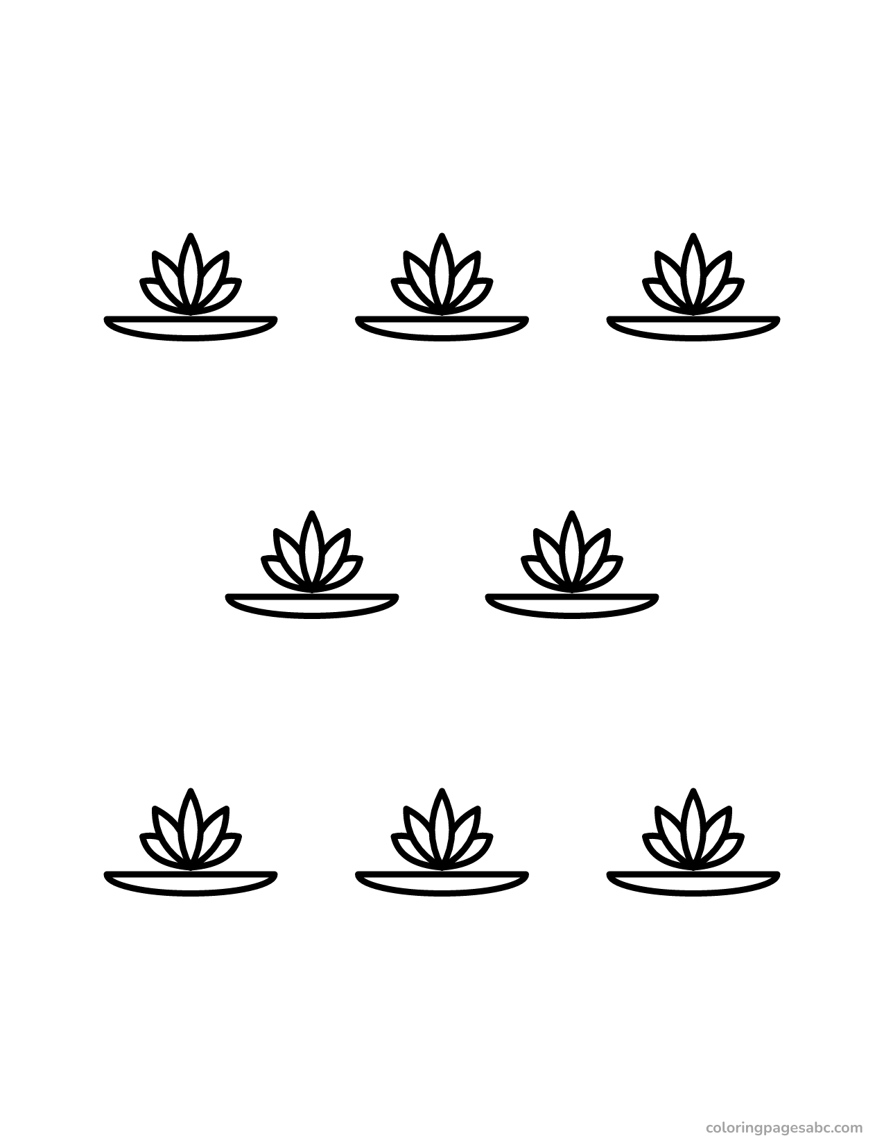 Pattern of eight small lotus flowers coloring page