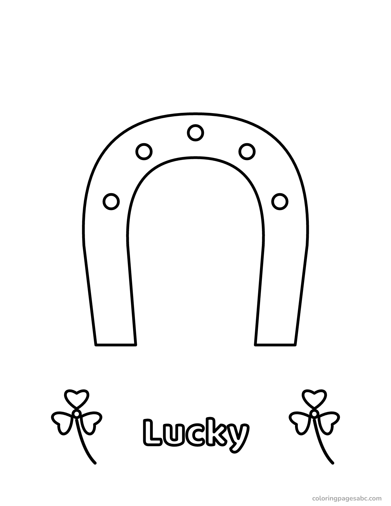 Lucky horseshoe with clovers coloring page