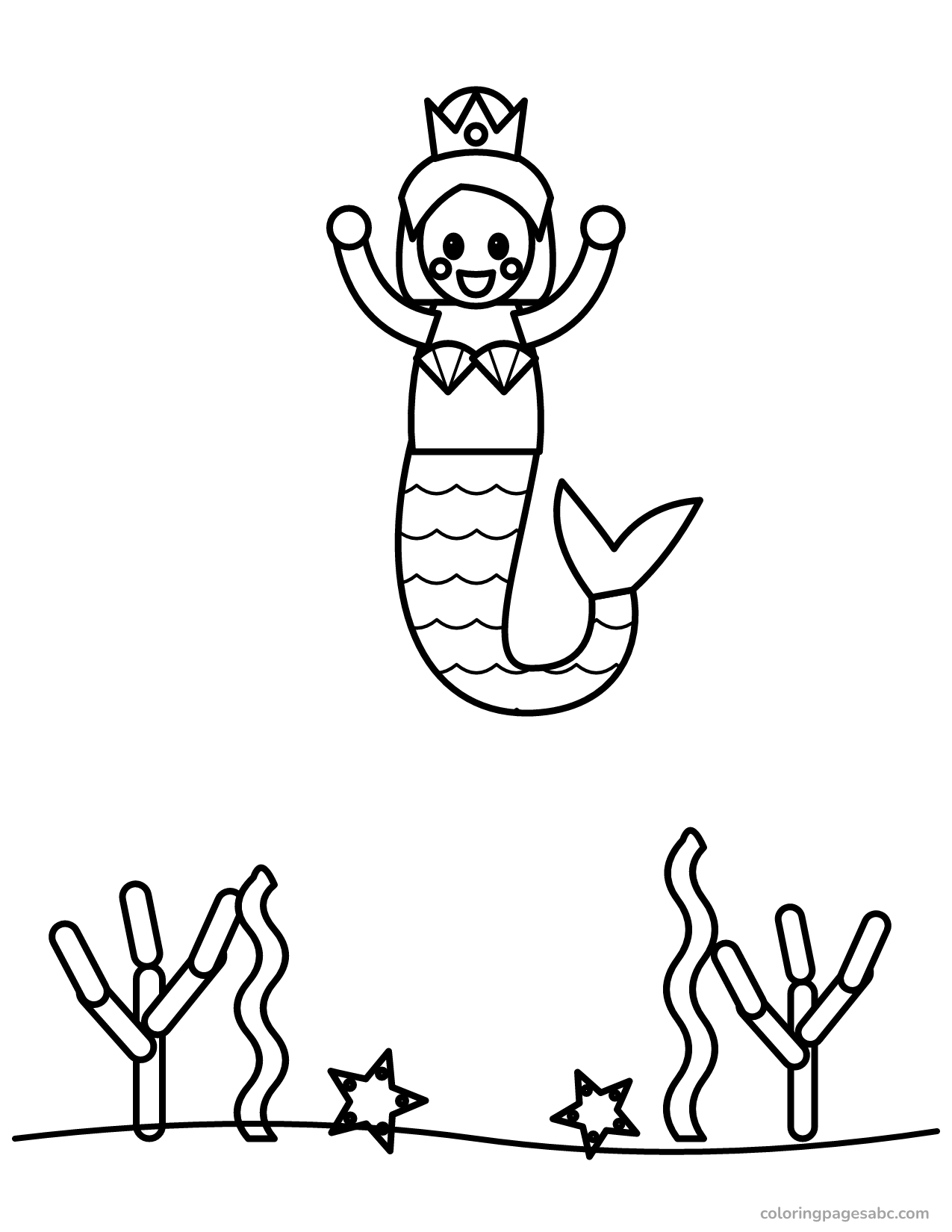 Mermaid under the sea to color online