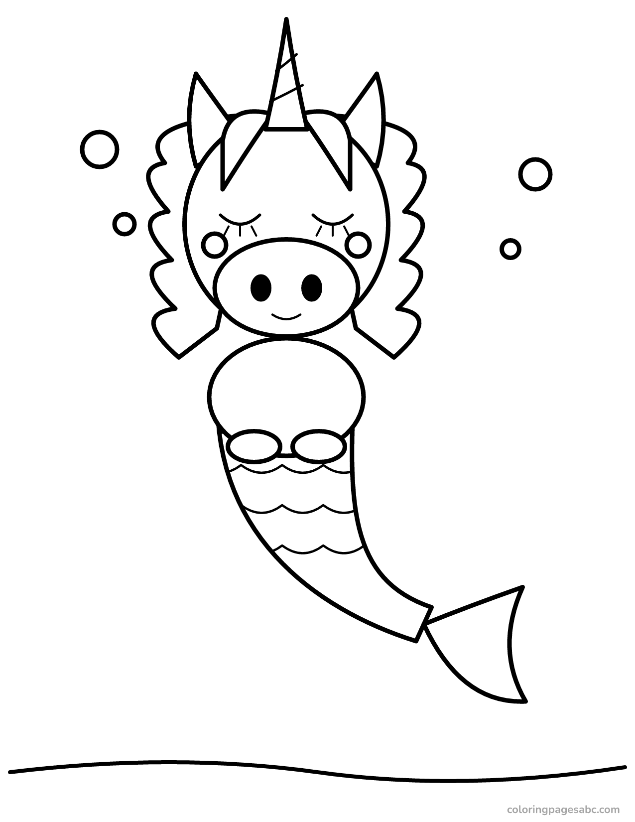 Mermaid unicorn to color online