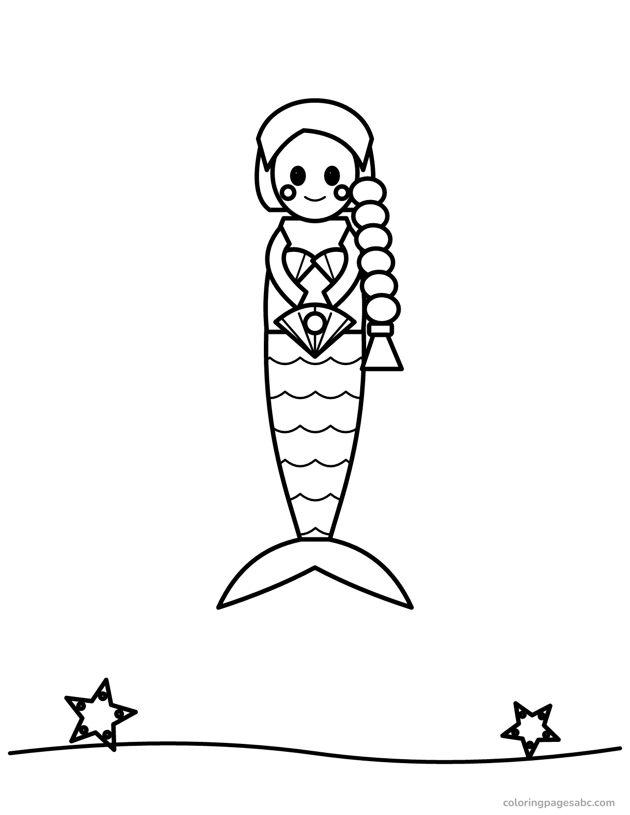 Mermaid with a shell to color online
