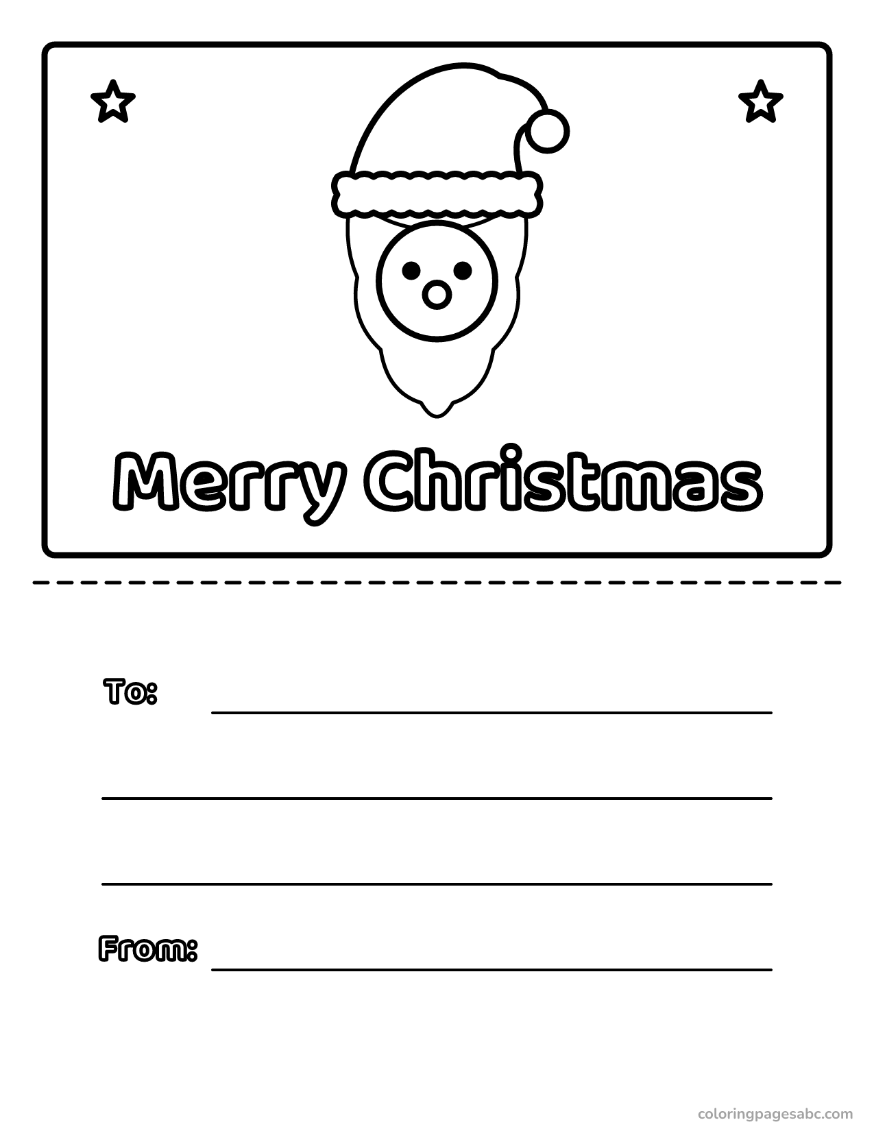 Merry Christmas card with Santa to color online