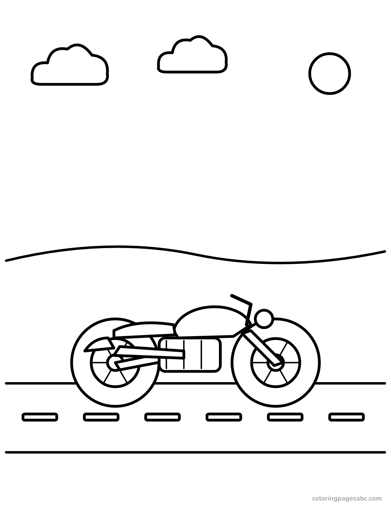 Motorcycle on the road to color online