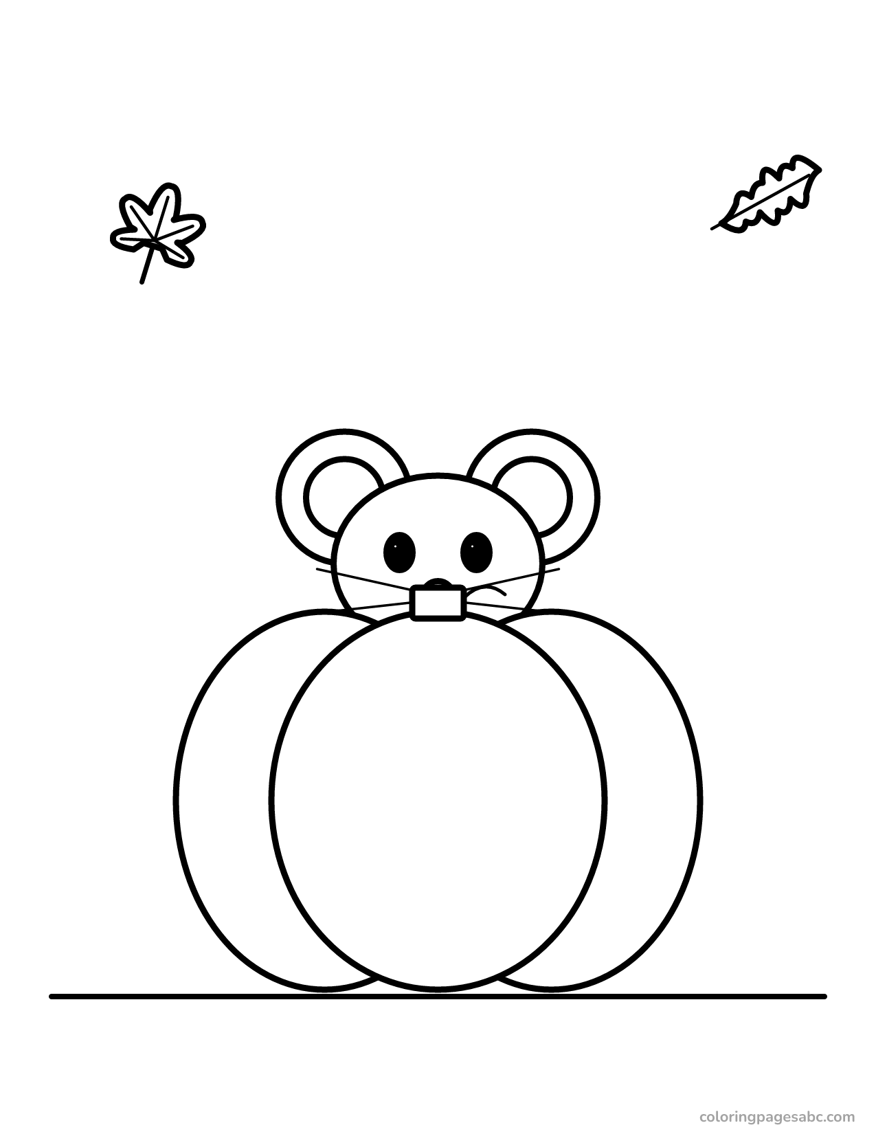 Mouse behind a pumpkin to color online