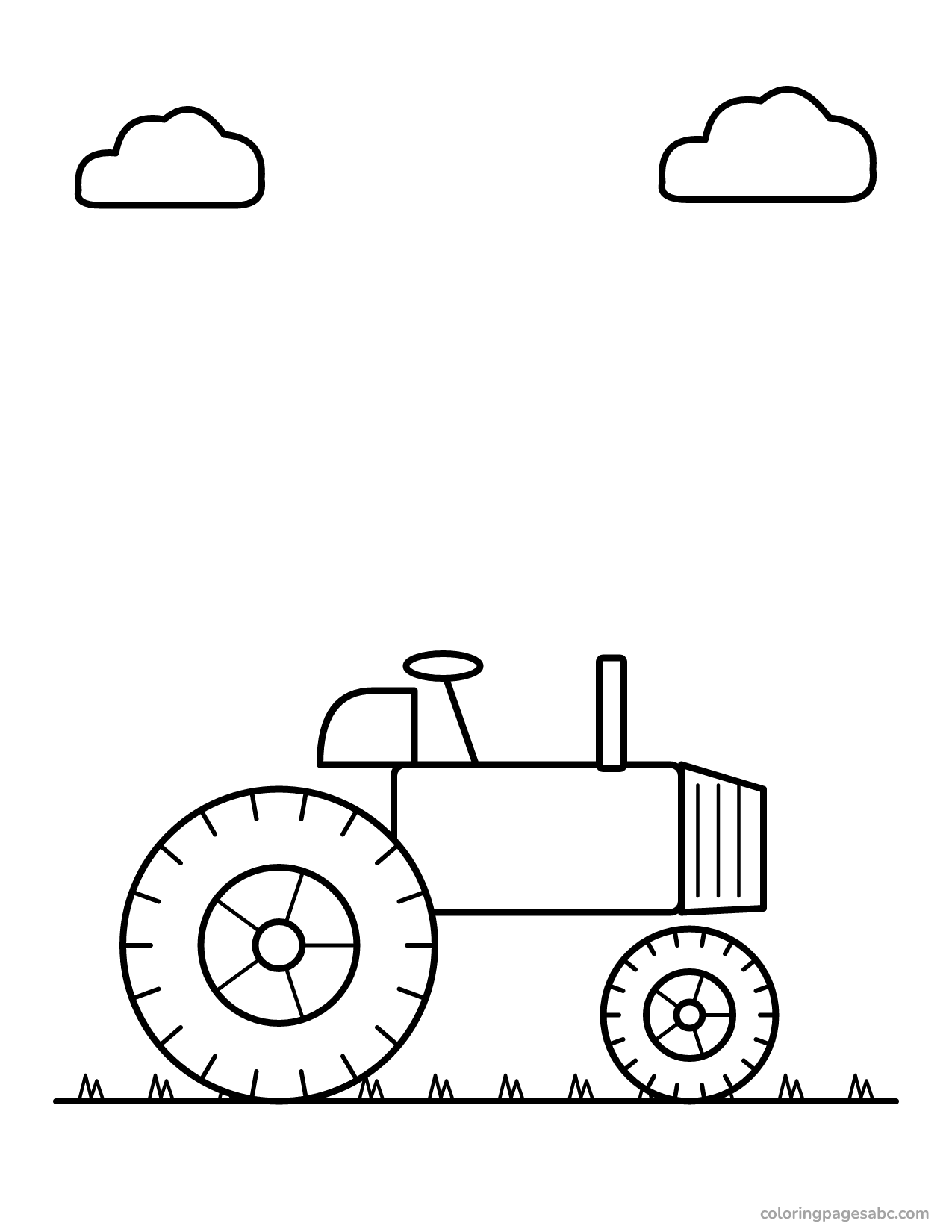 Old tractor without a cab with an open seat coloring page