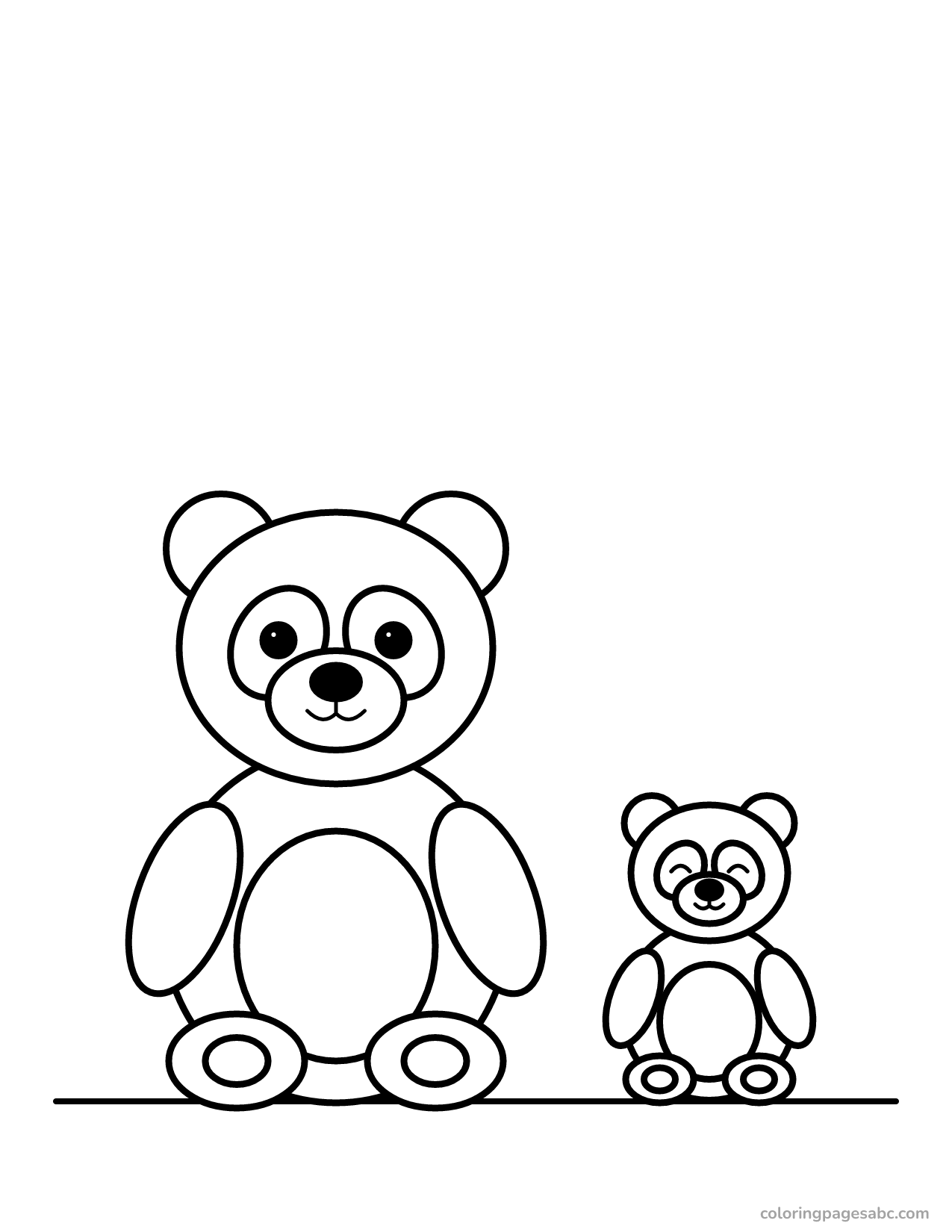 Panda with a happy baby panda coloring page