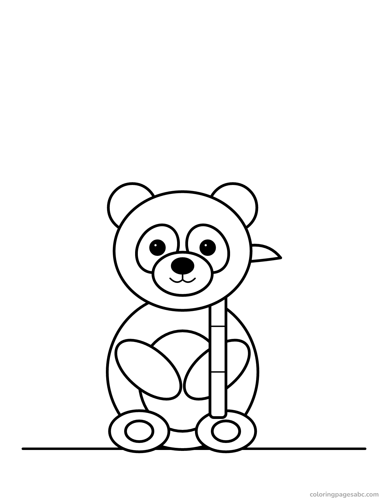 Panda holding a bamboo stalk coloring page
