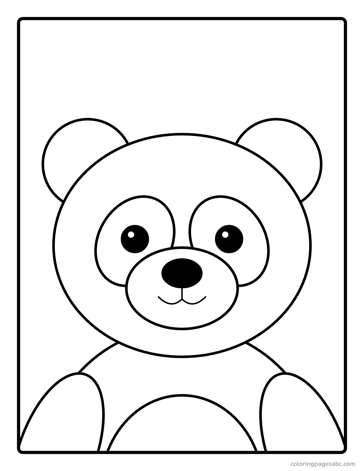 Close-up of a cute panda face coloring page