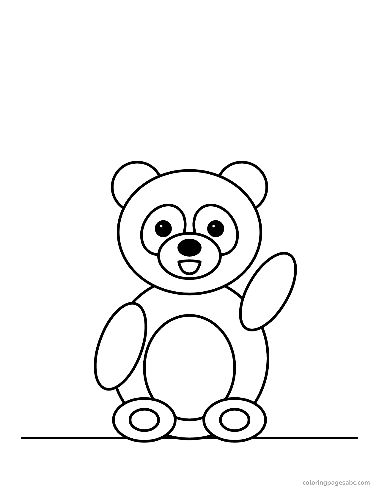 Panda waving hello with an open mouth coloring page