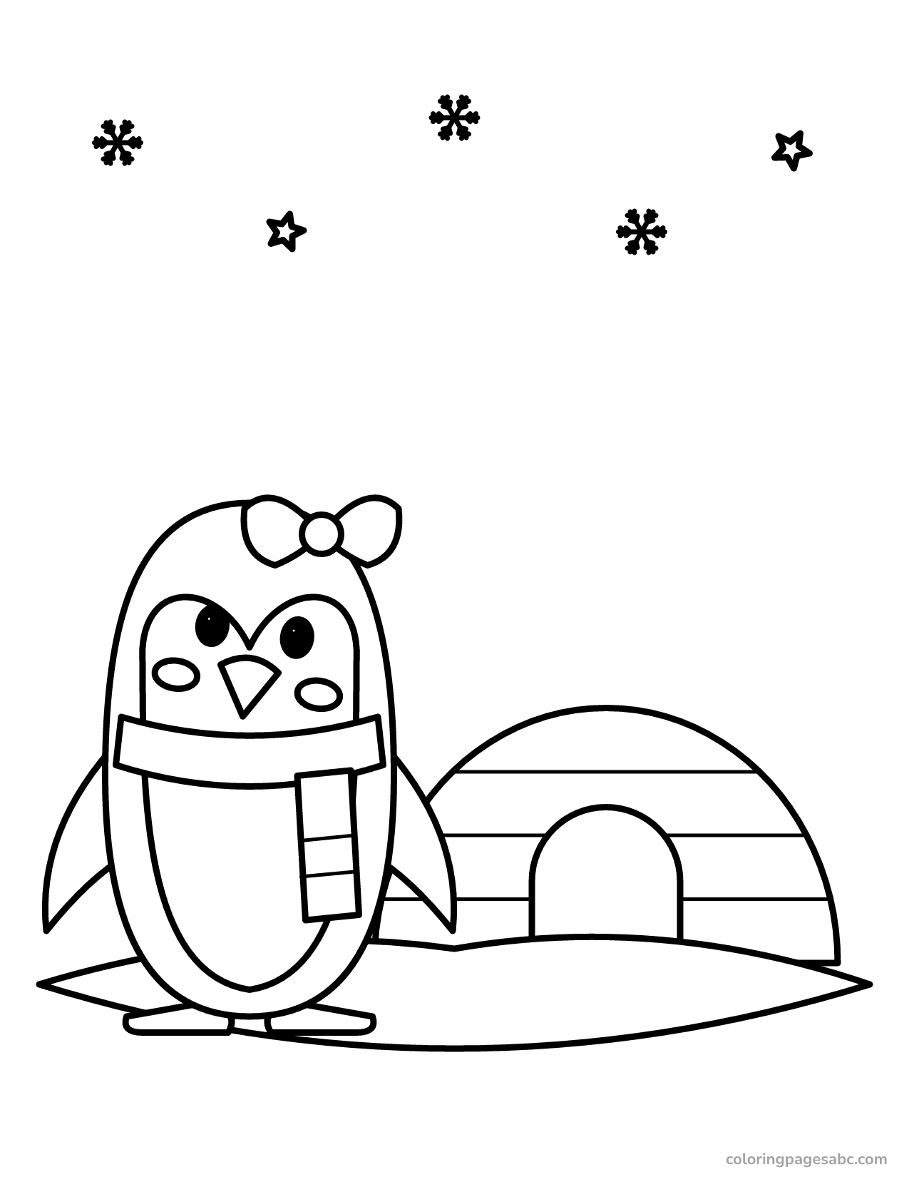 Penguin and igloo to color online