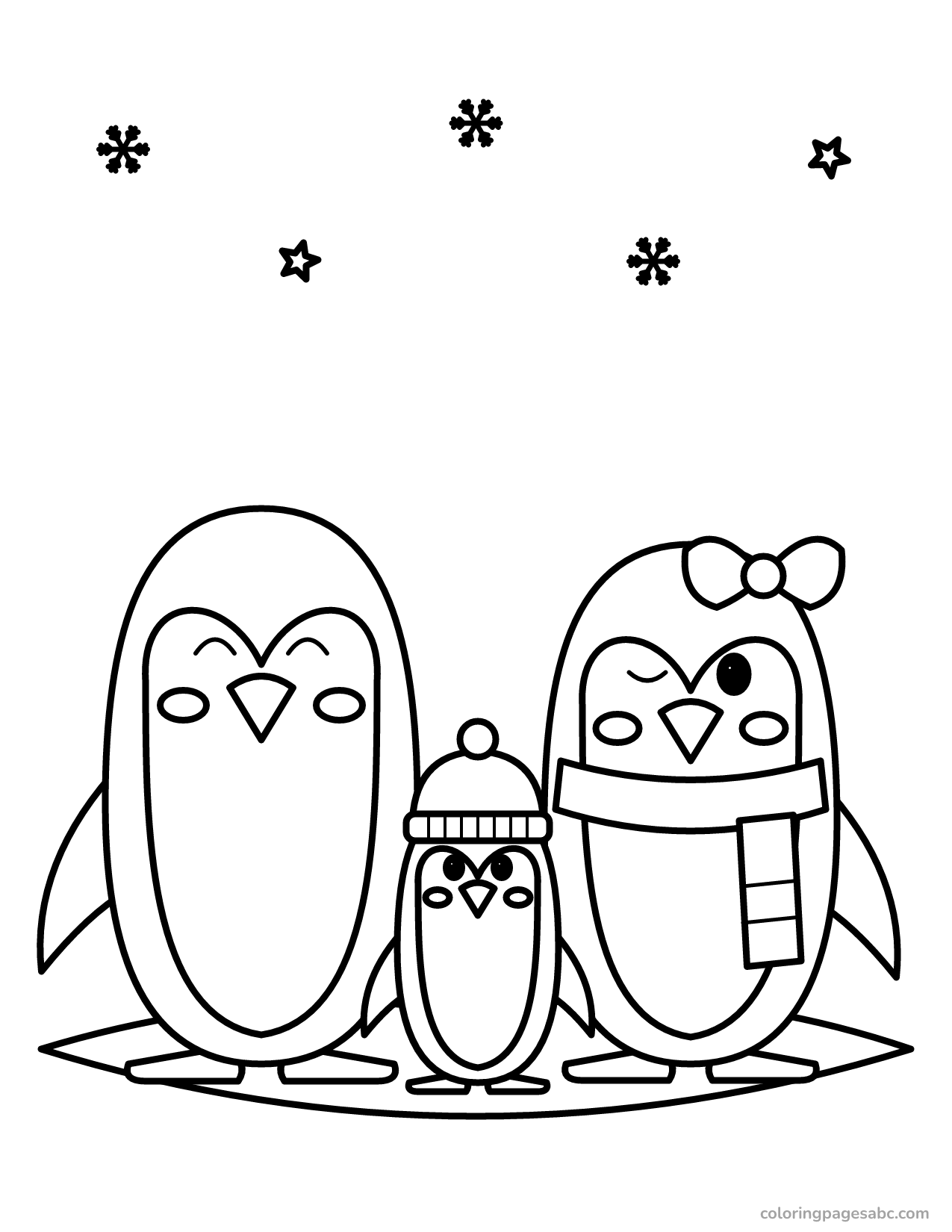 Penguin family to color online