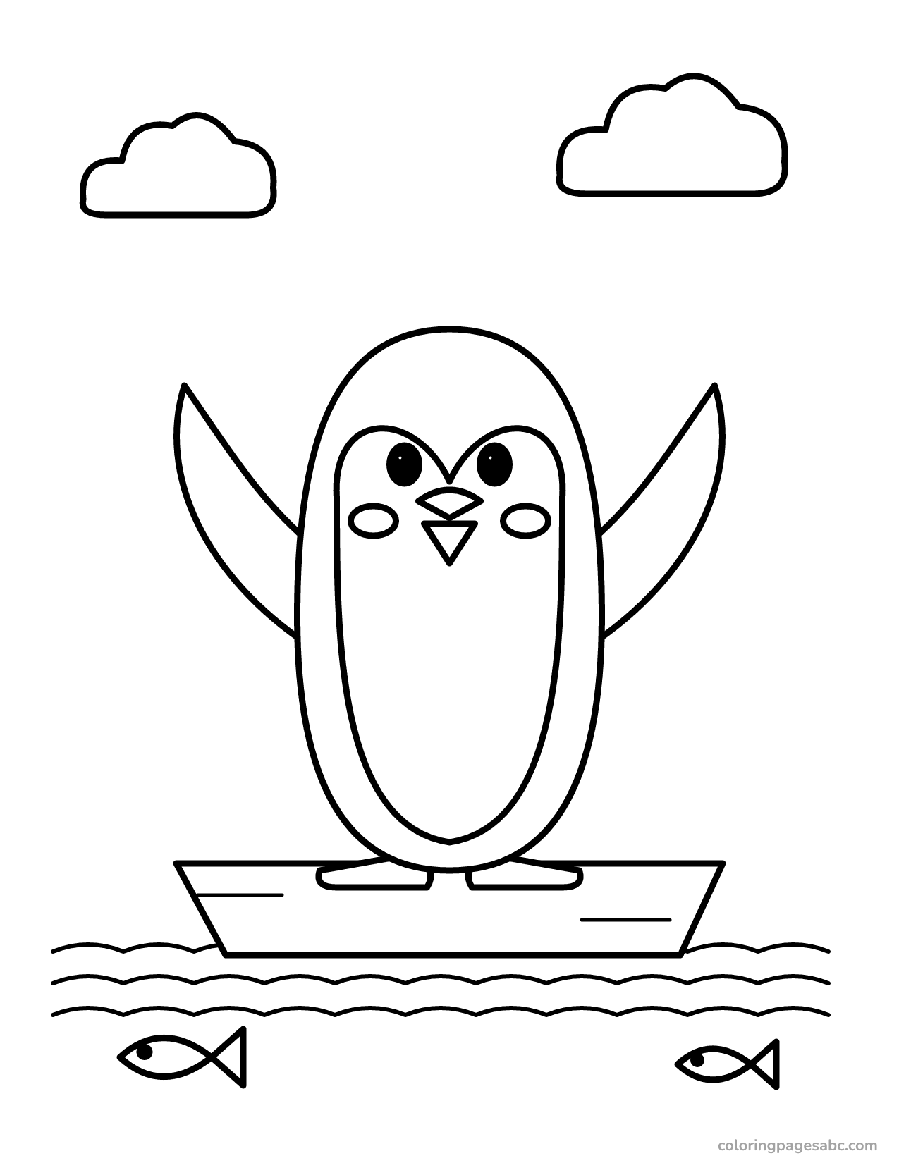 Penguin on an ice floe to color online