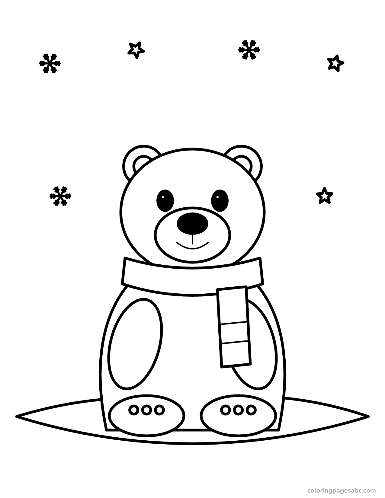 Polar bear in the snow to color online