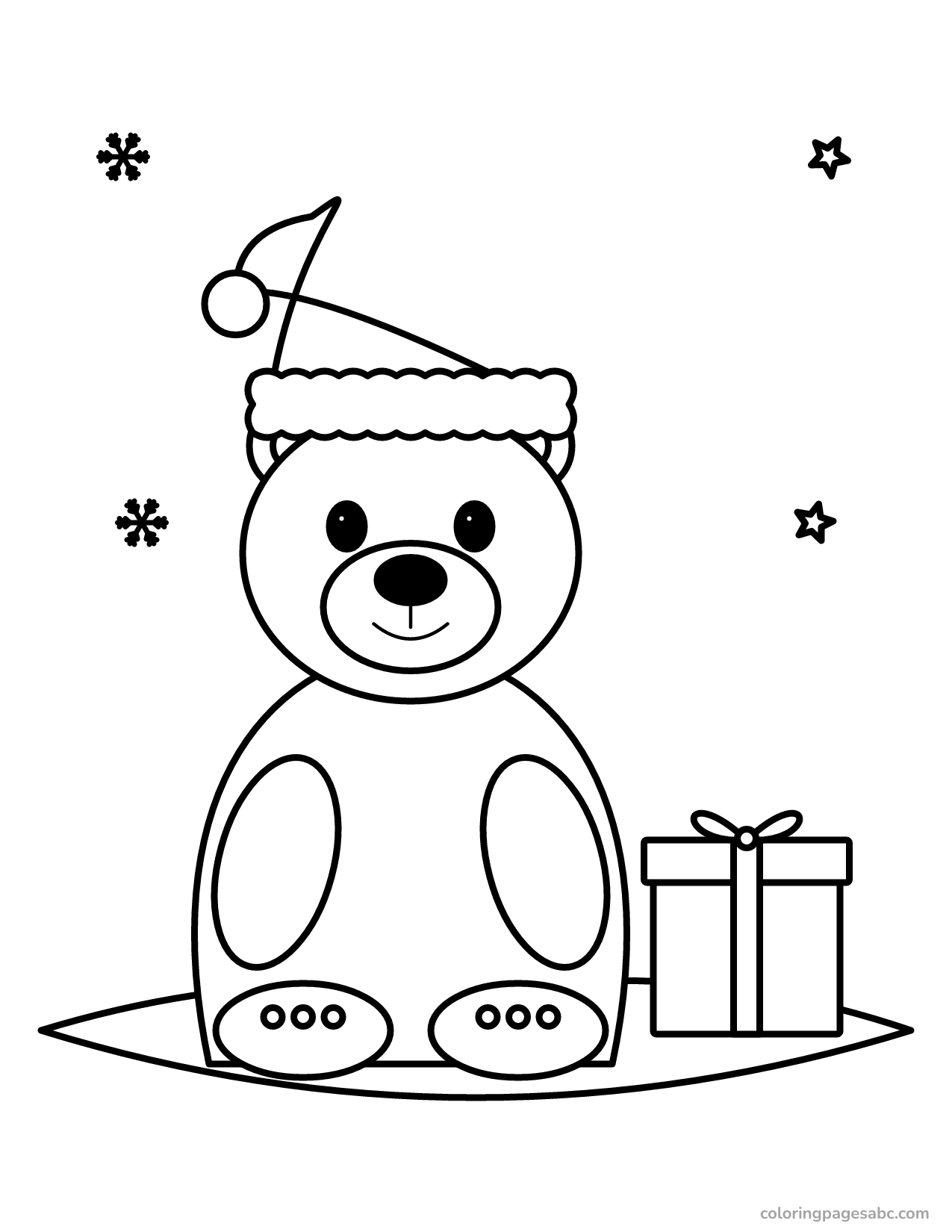 Polar bear with a present to color online