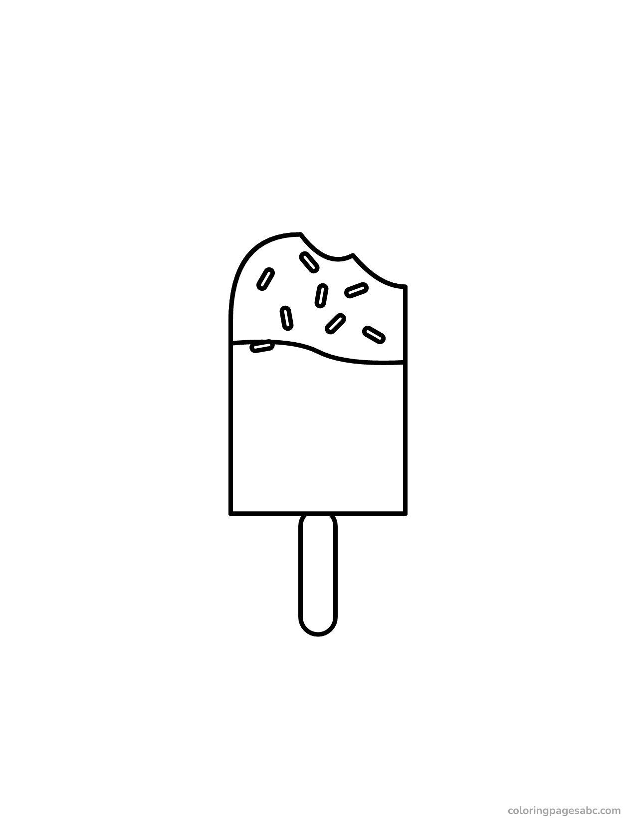Popsicle with a bite out of it, a coating and sprinkles