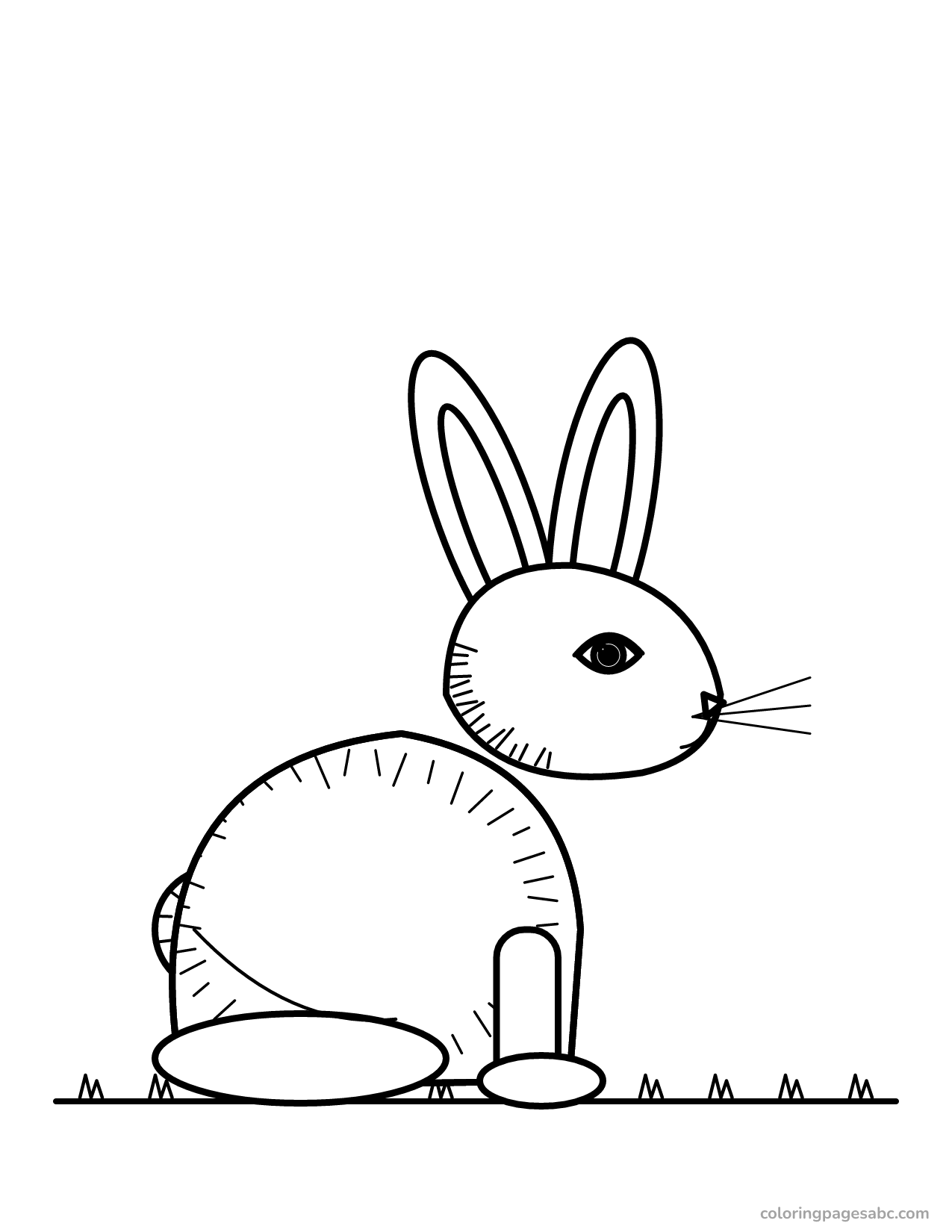 Realistic bunny sitting in profile with long ears coloring page