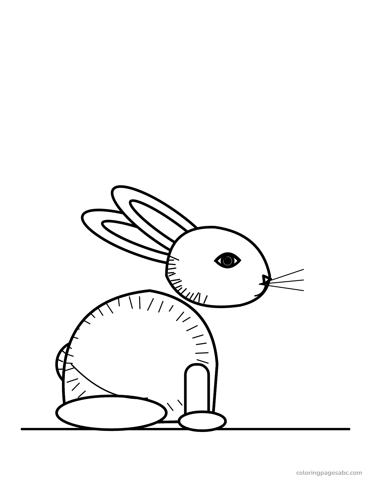 Realistic bunny with its ears laid back coloring page