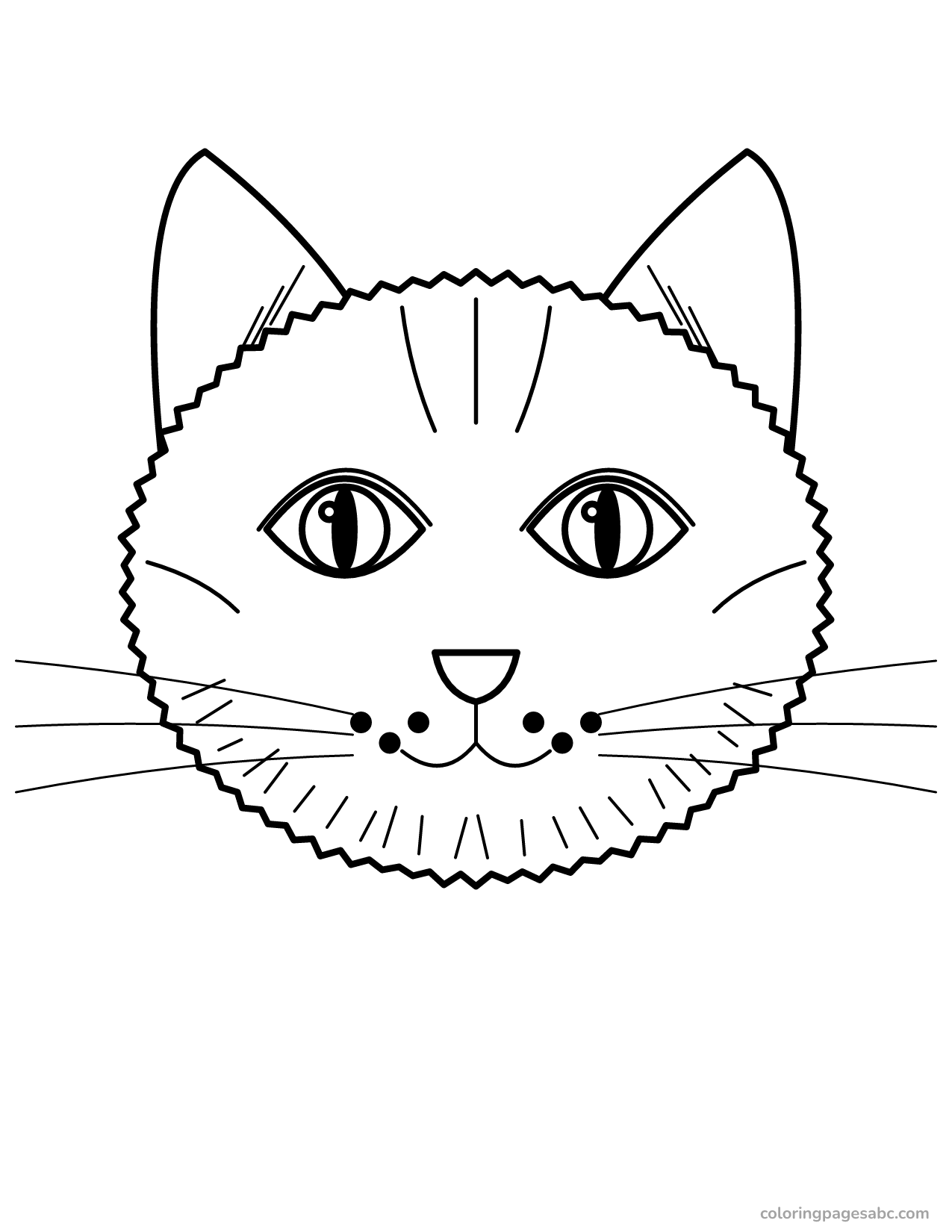 Detailed realistic cat face with fluffy cheeks and long whiskers