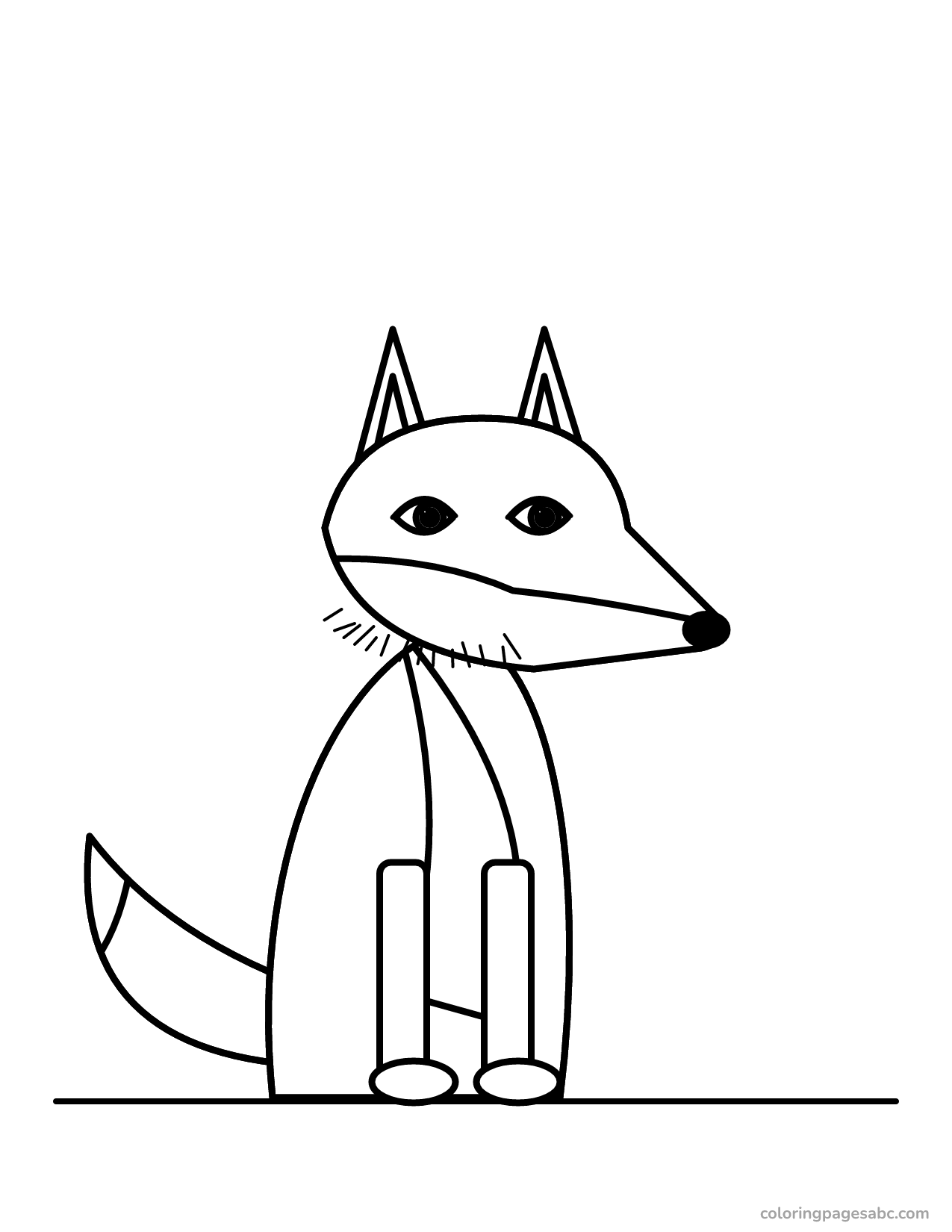 Fox sitting with a white chest and tail tip coloring page