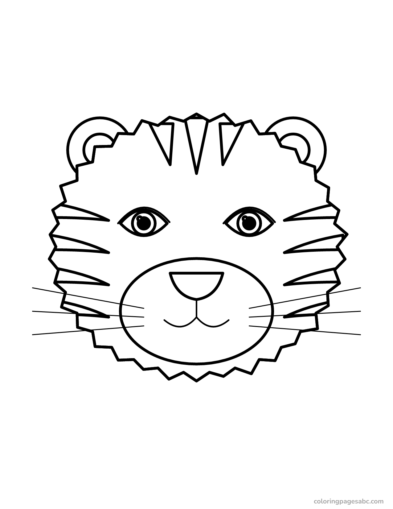 Tiger face with stripes, a white muzzle and whiskers