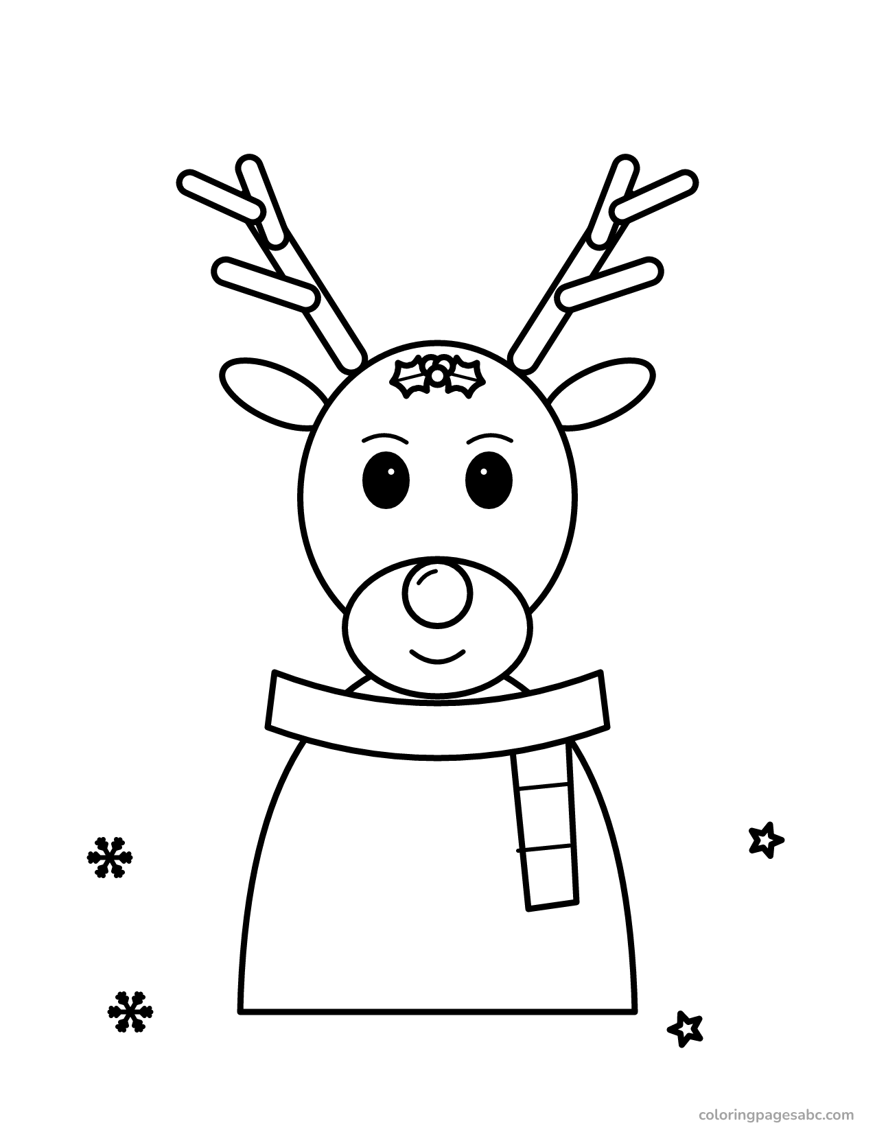 Reindeer with a scarf to color online