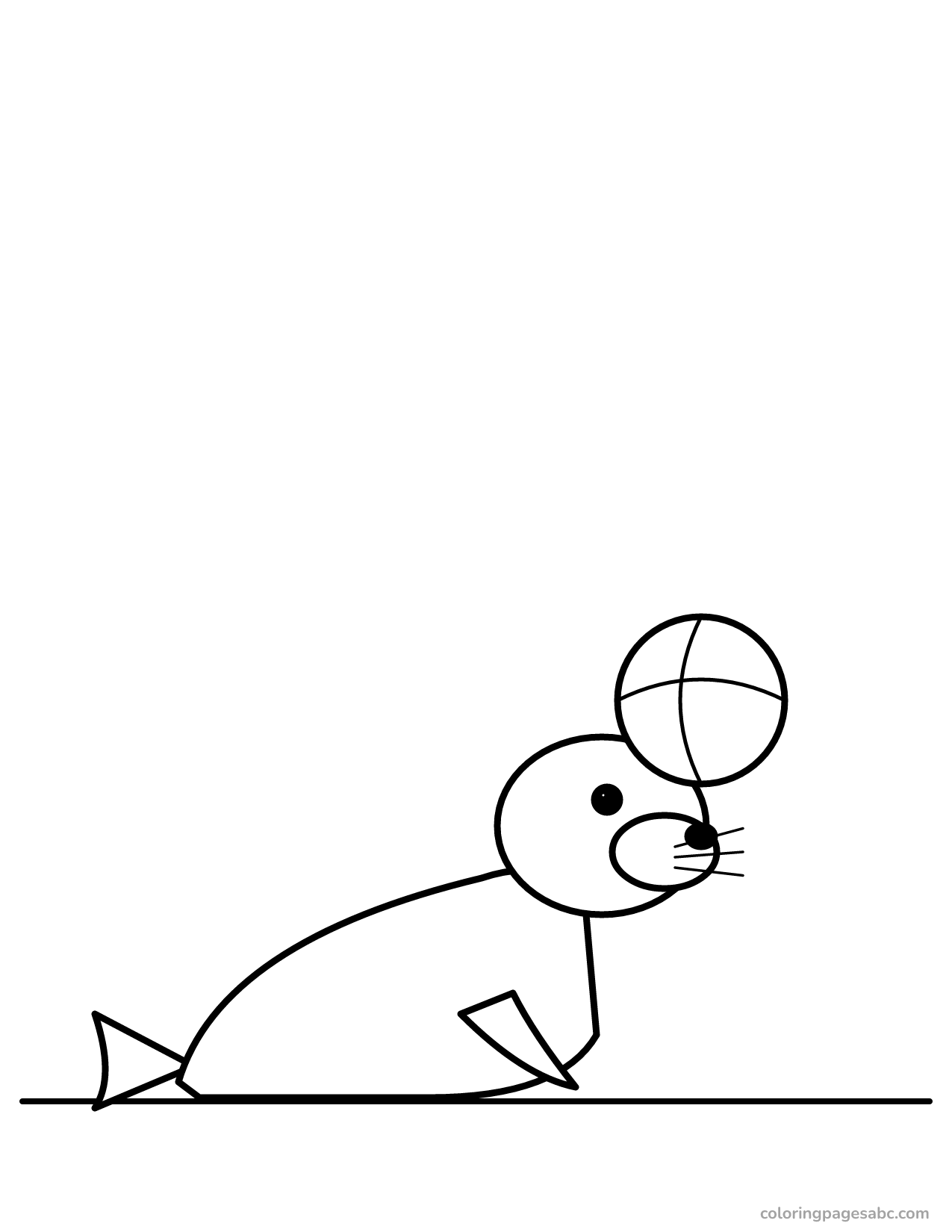 Seal balancing a beach ball on its nose coloring page