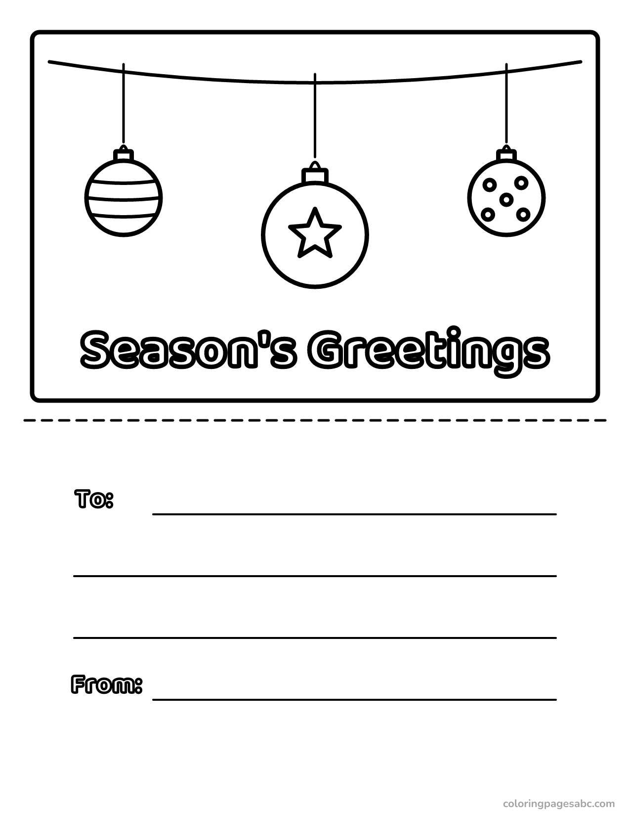 Season's Greetings card to color online
