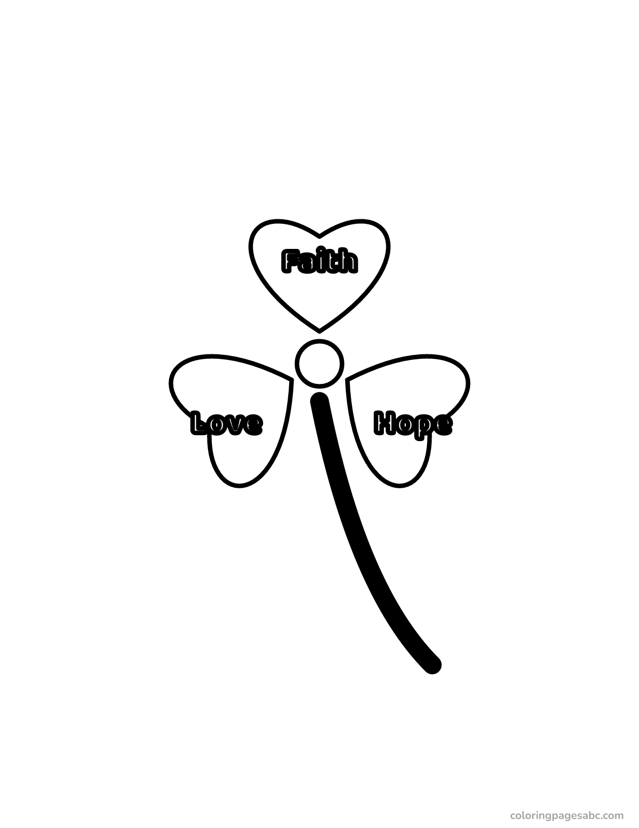 Shamrock with Faith, Hope and Love on its leaves
