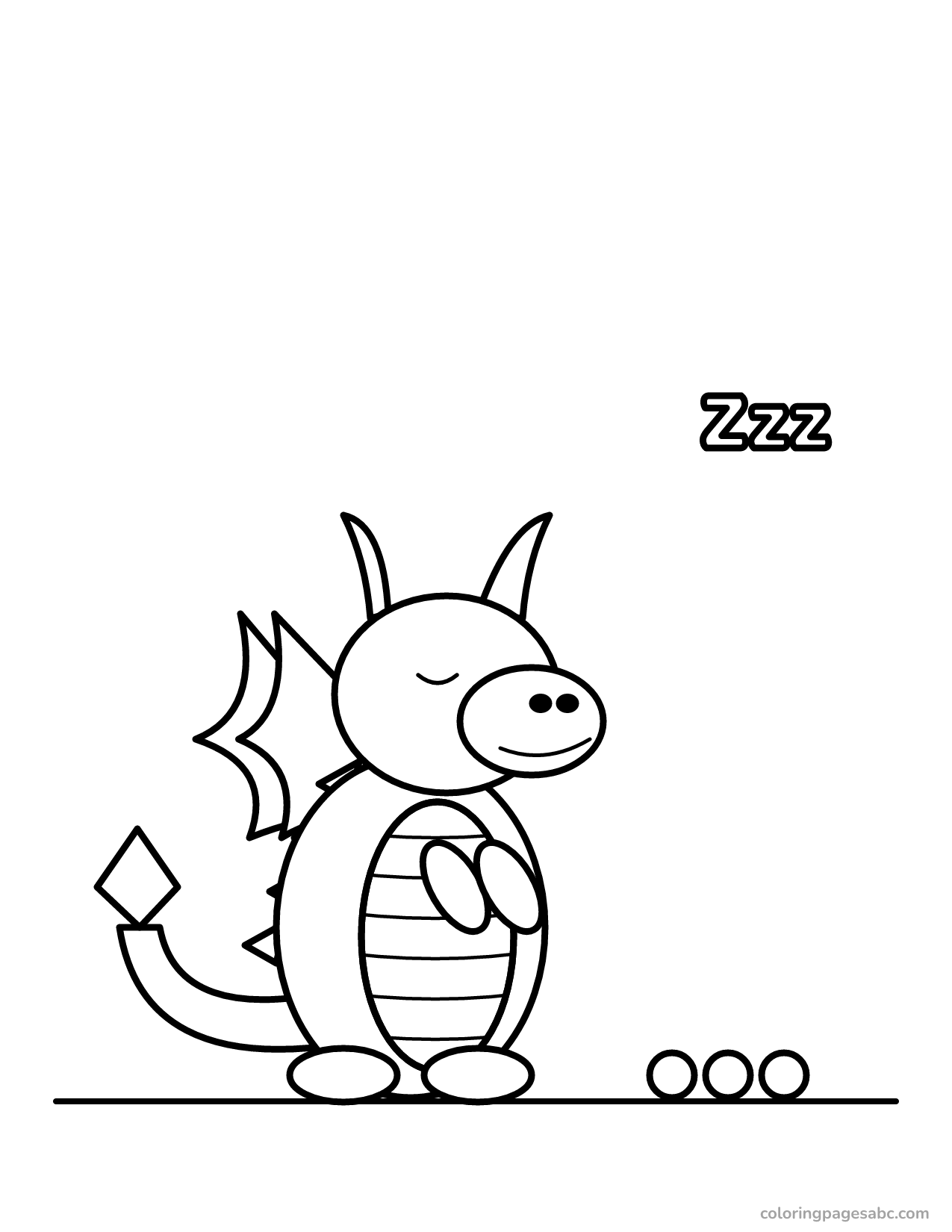 Sleeping dragon next to gold coins coloring page
