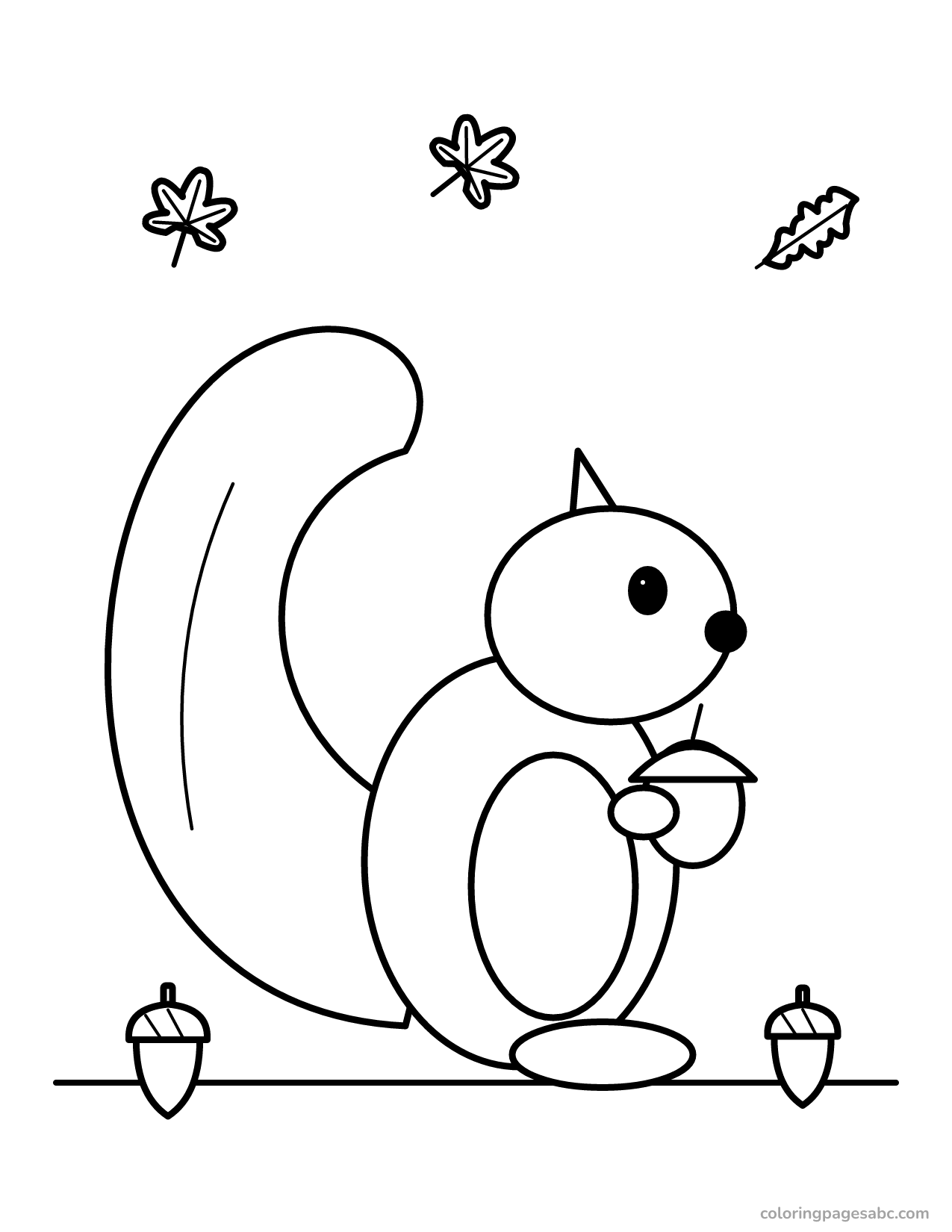 Squirrel with an acorn to color online