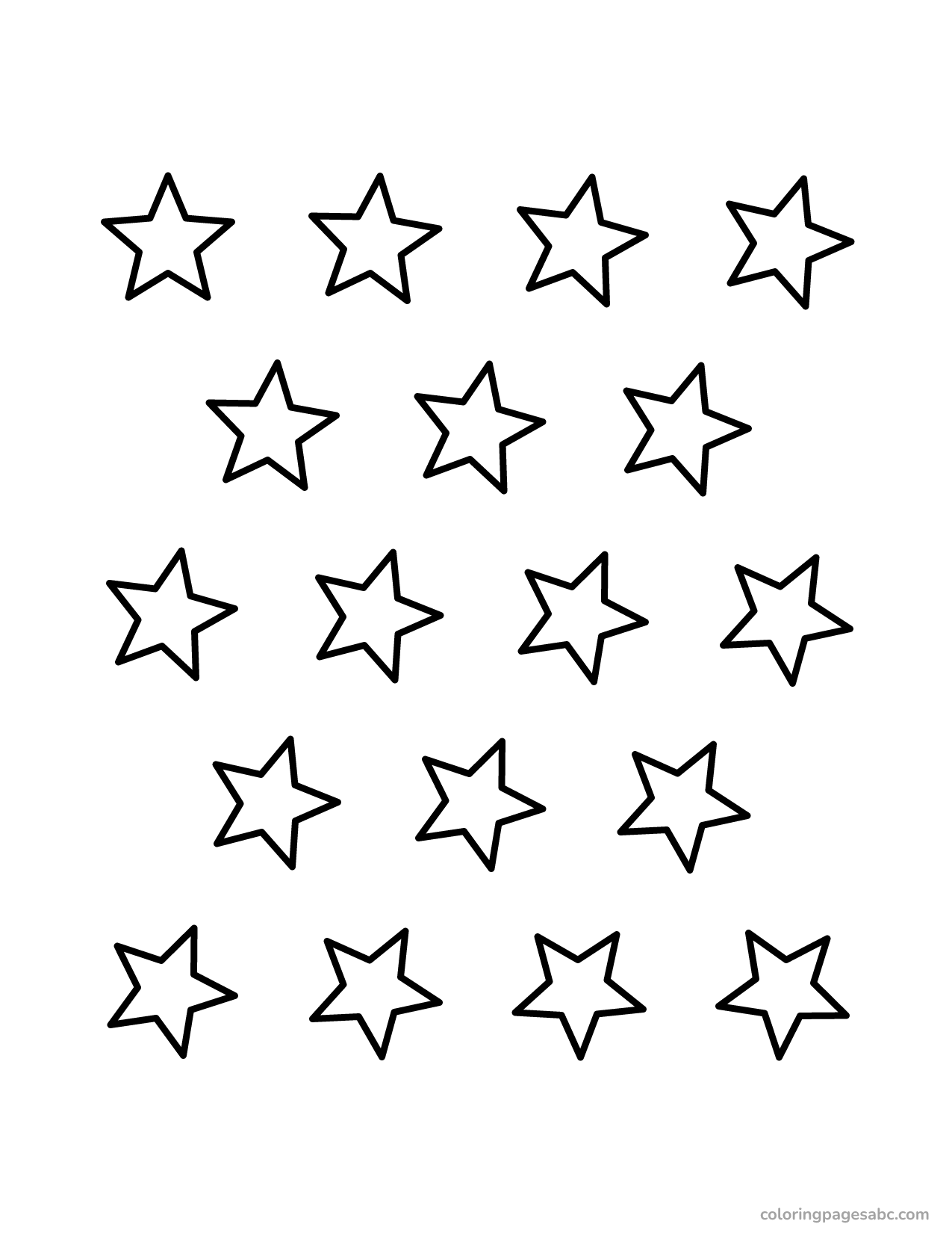 Rows of stars across the page coloring page