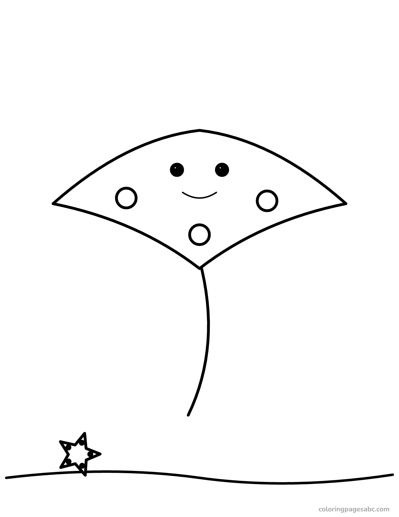 Stingray with spots gliding over the sea floor coloring page