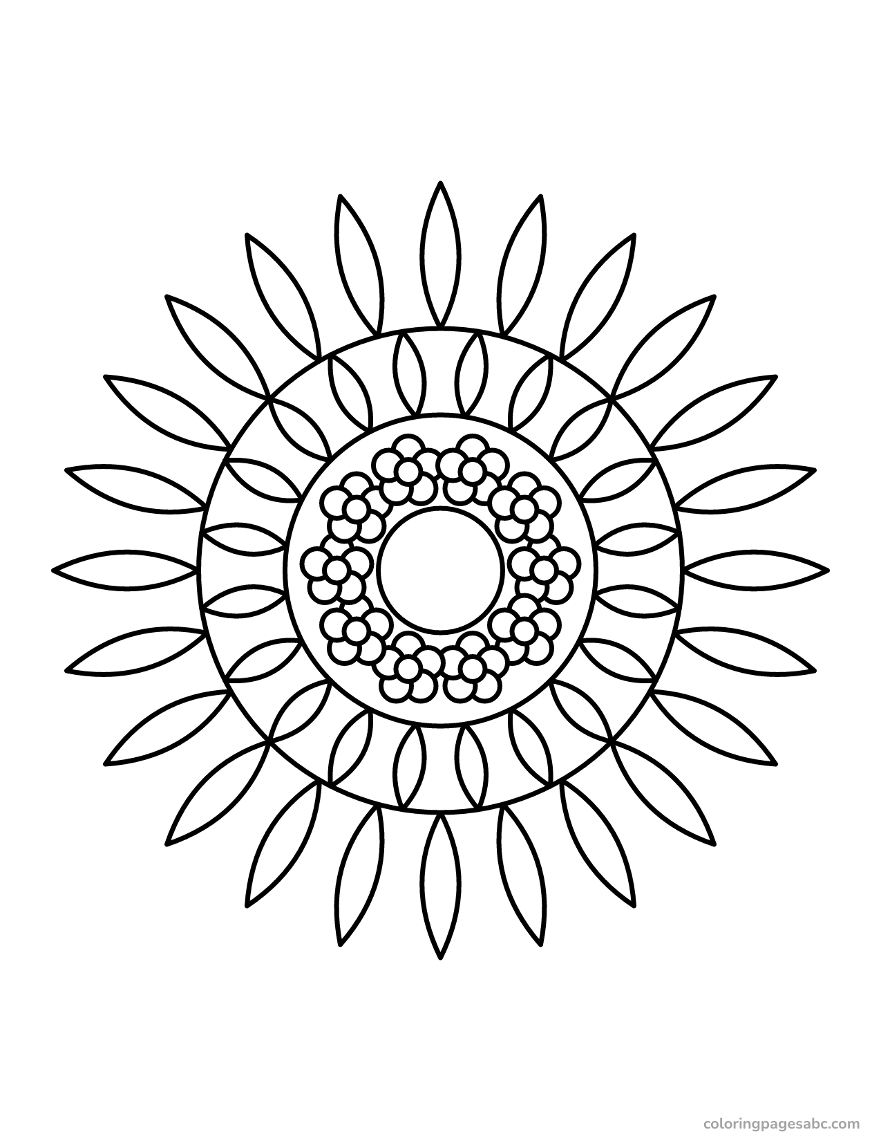 Sunflower mandala to color online
