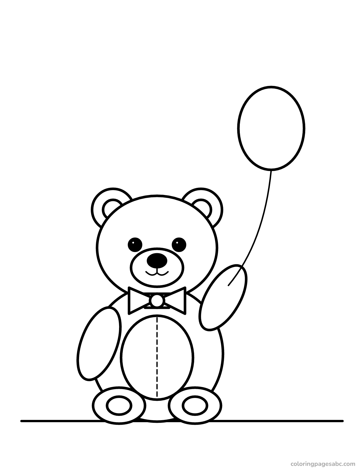 Teddy bear holding a balloon coloring page