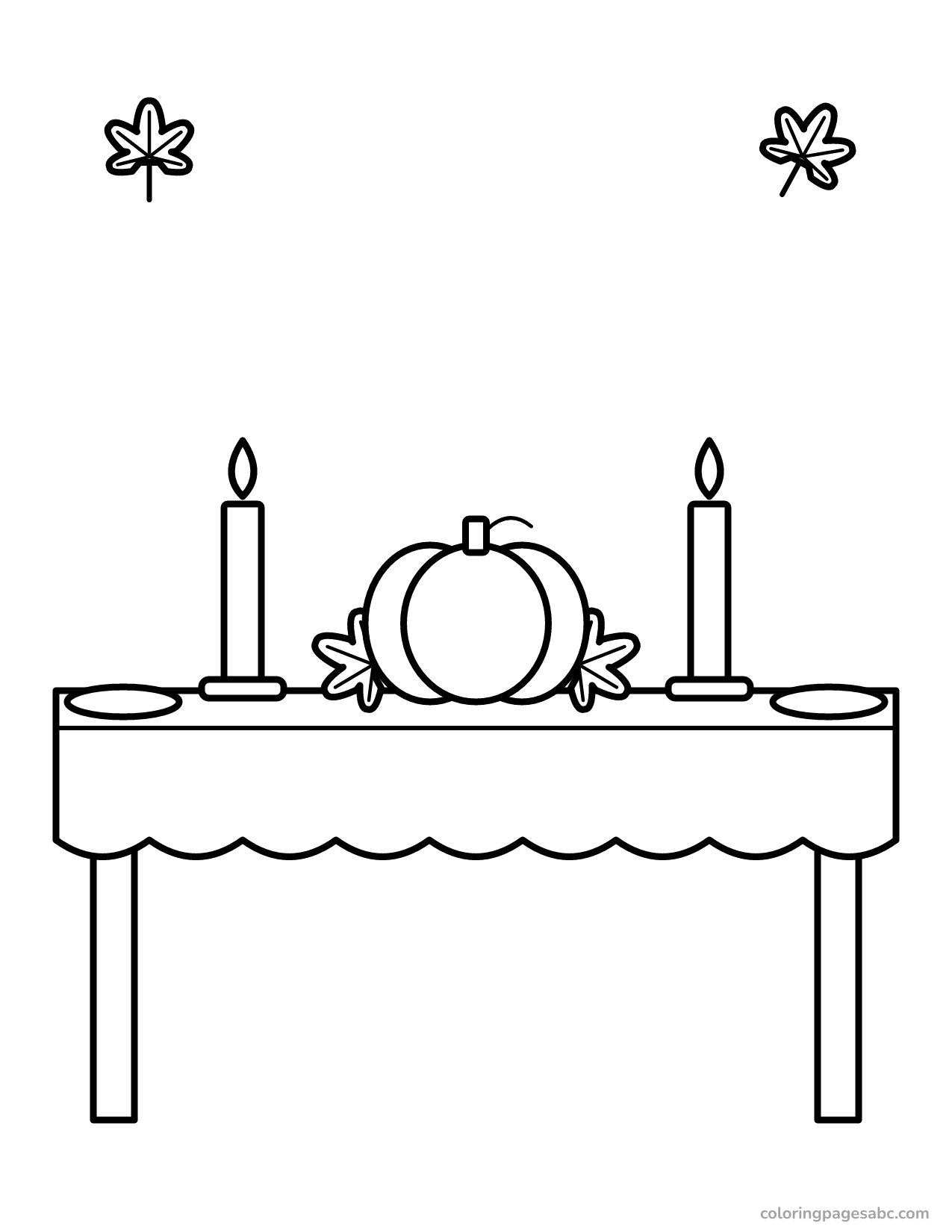 Thanksgiving table to color online