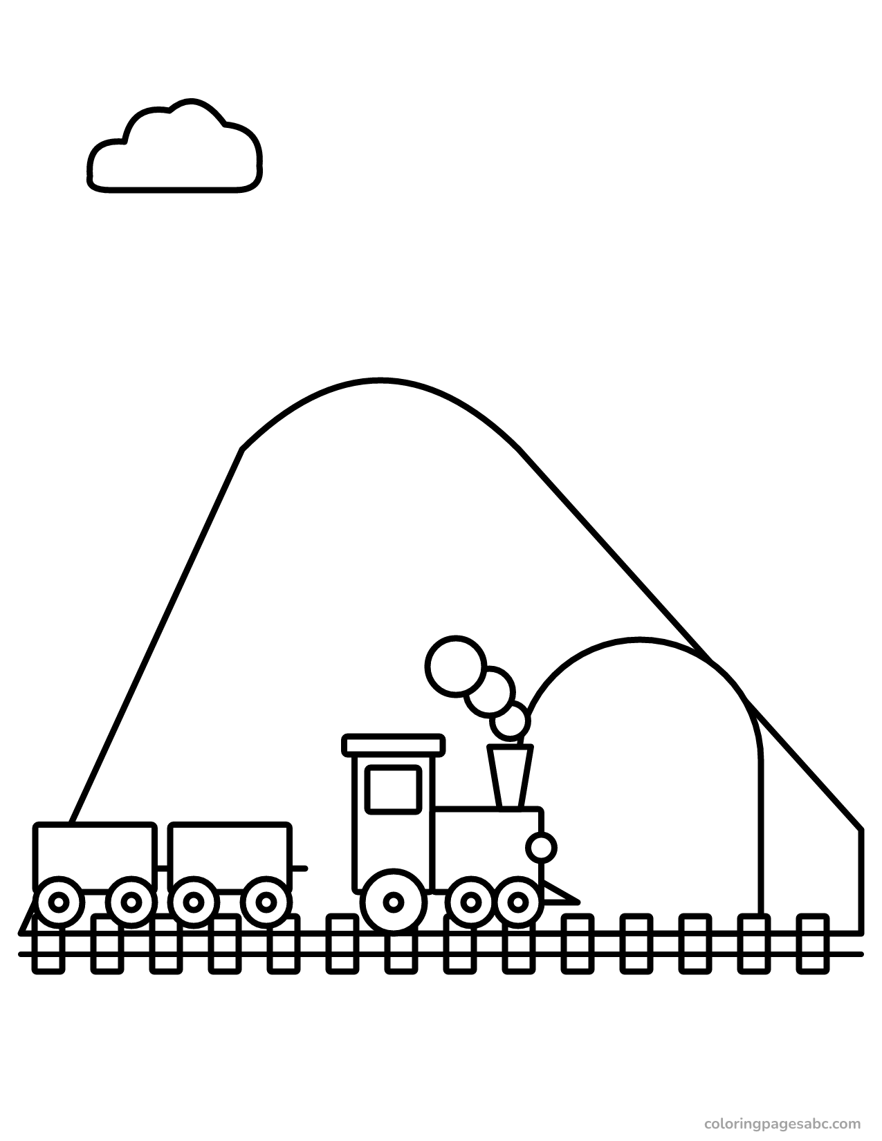 Train going into a tunnel to color online