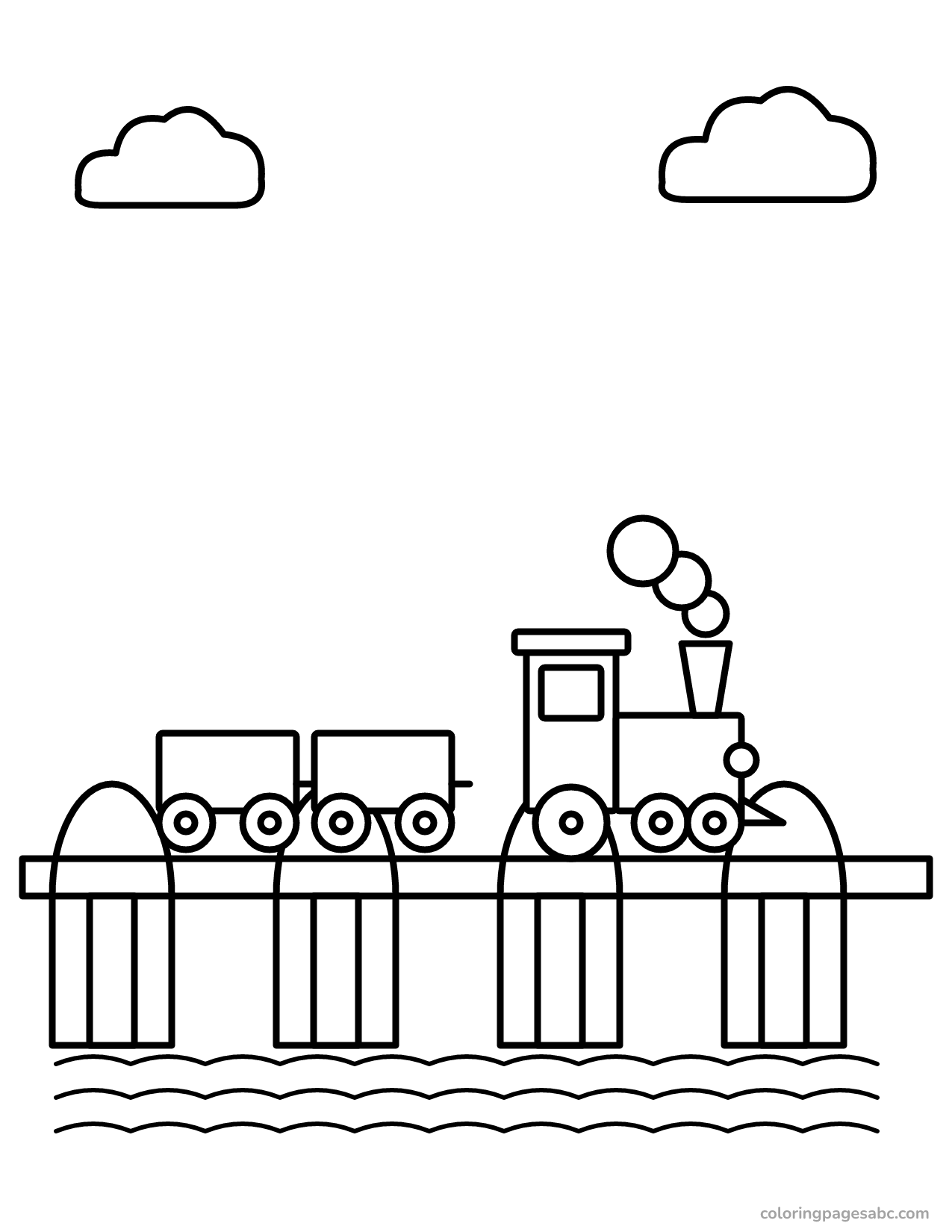 Train on a bridge to color online