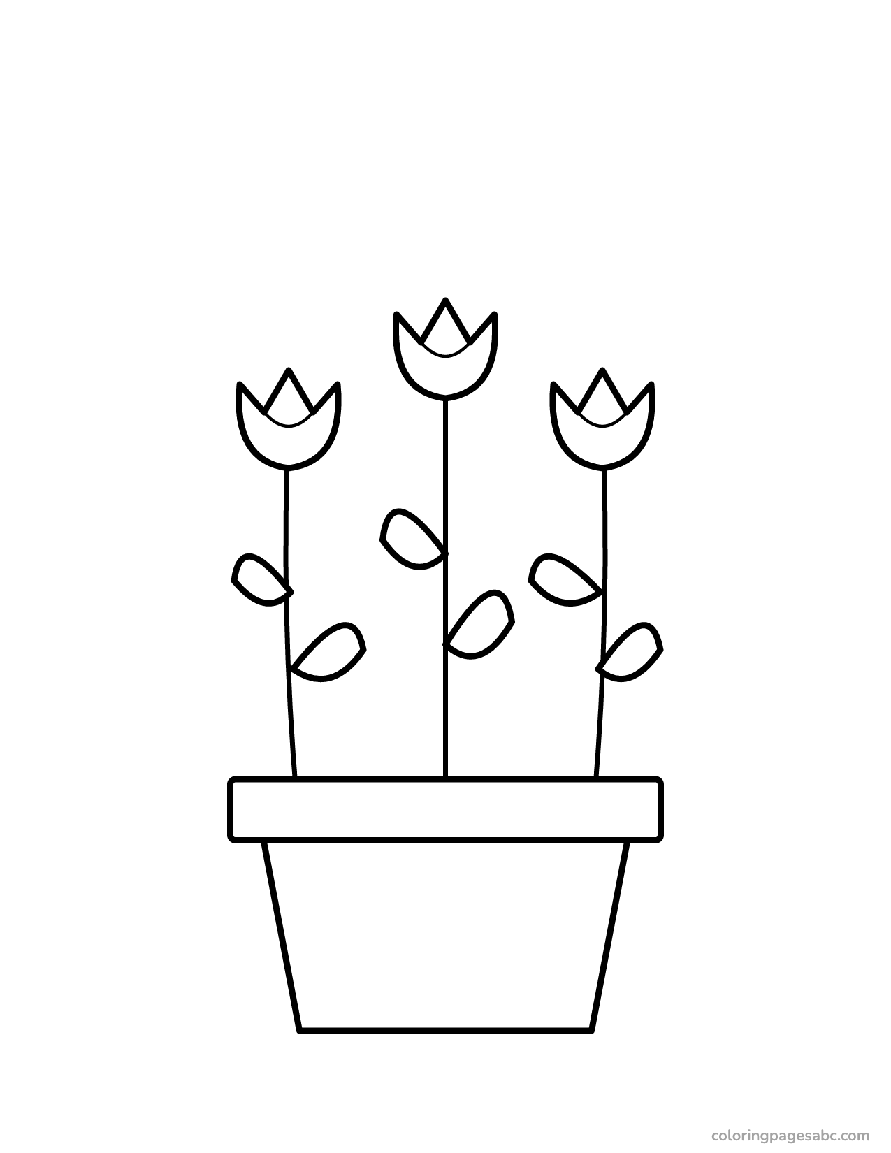 Tulips in a pot to color online