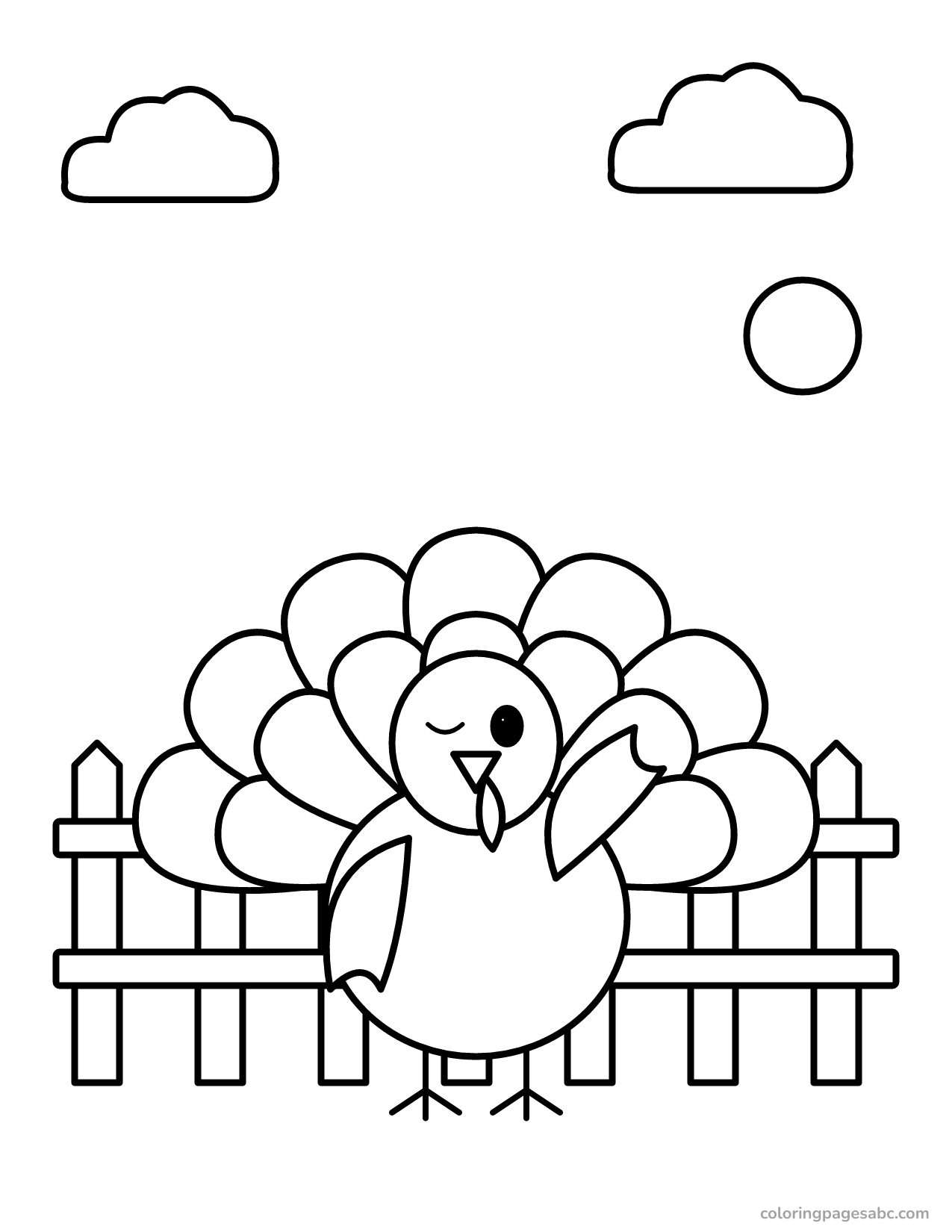 Turkey on the farm to color online