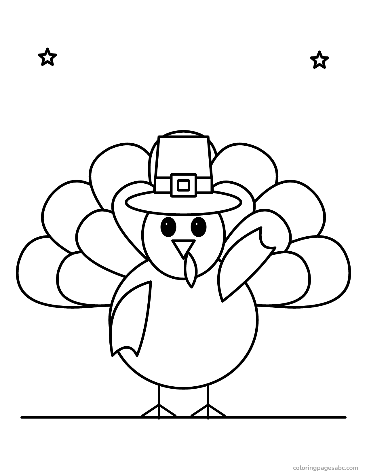 Turkey with a pilgrim hat to color online