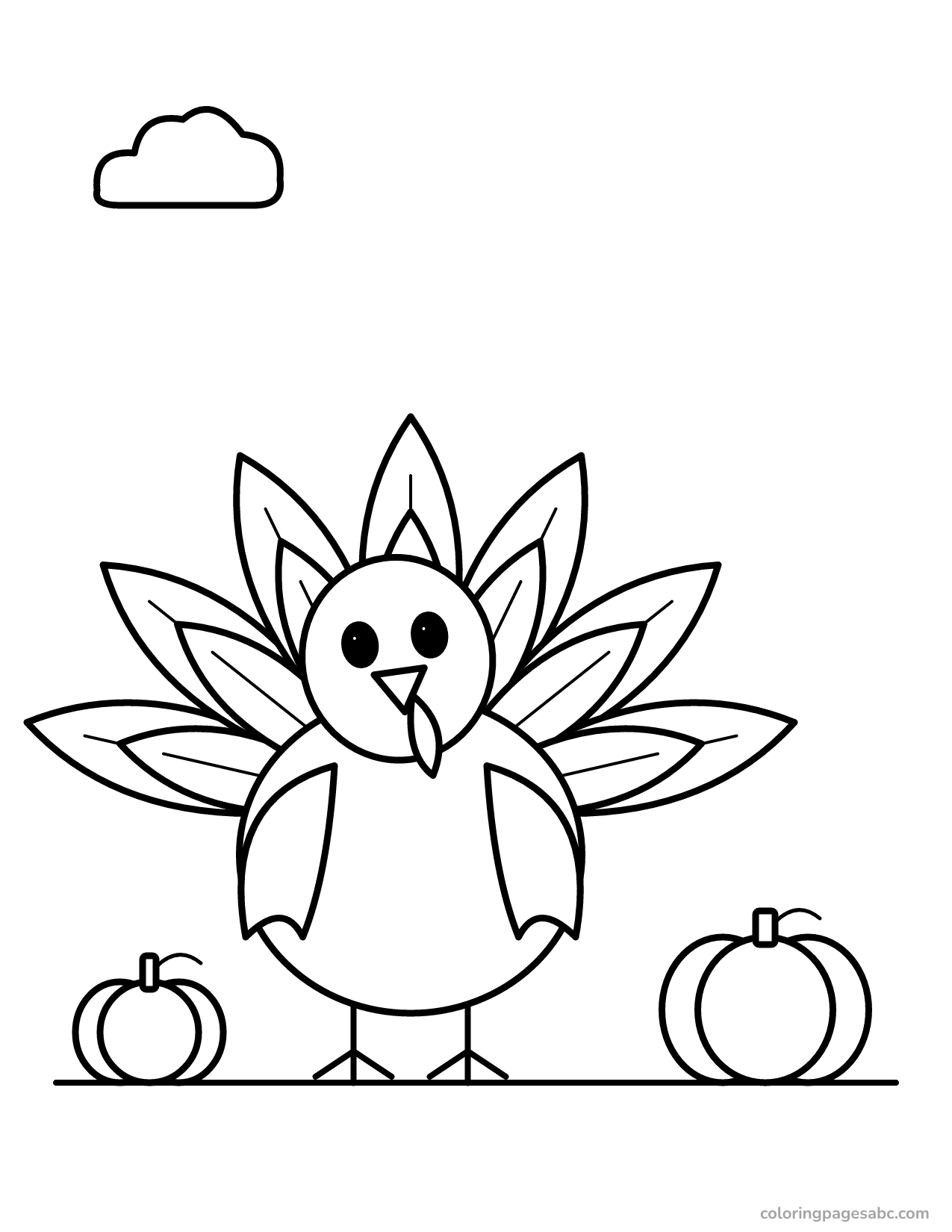 Turkey with pumpkins to color online