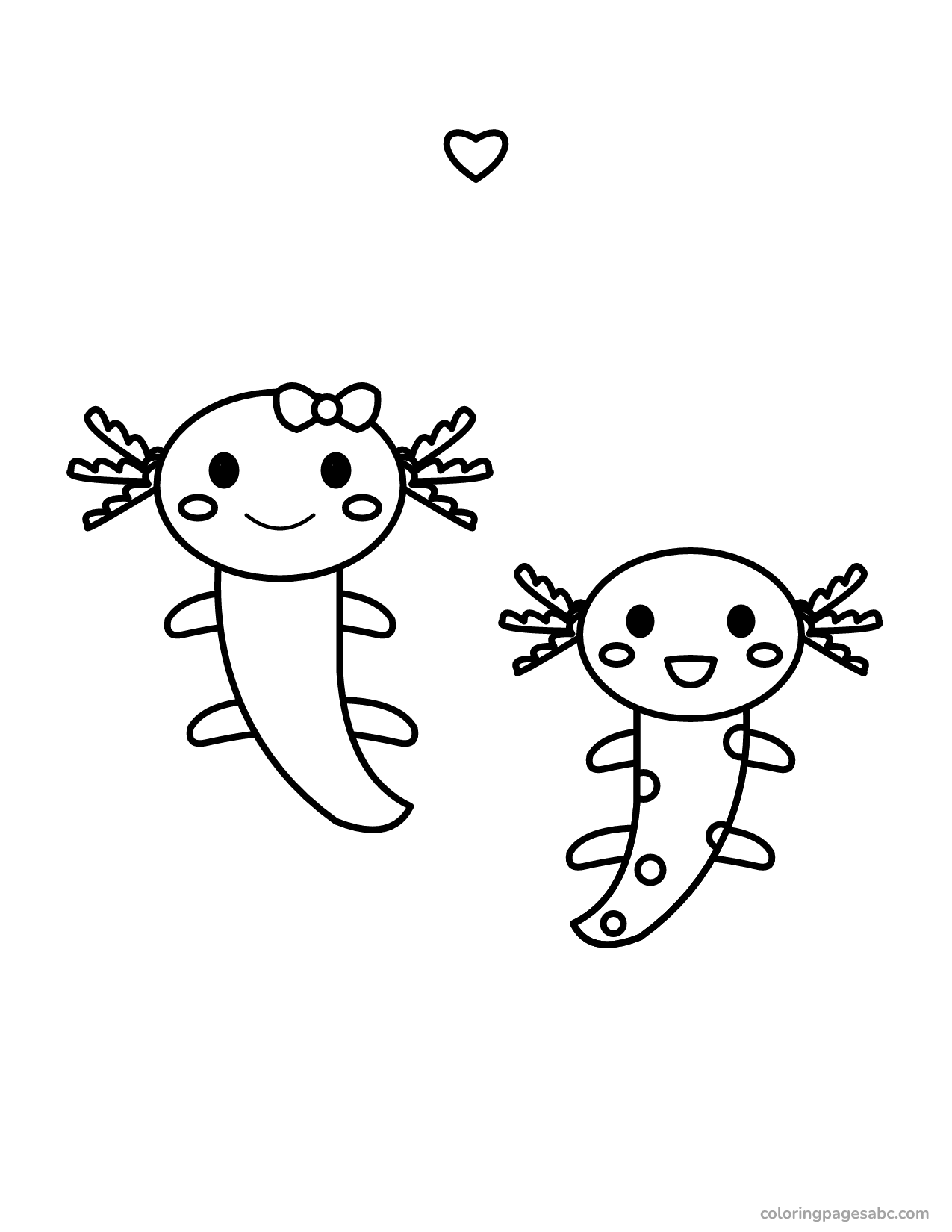 Two axolotls to color online